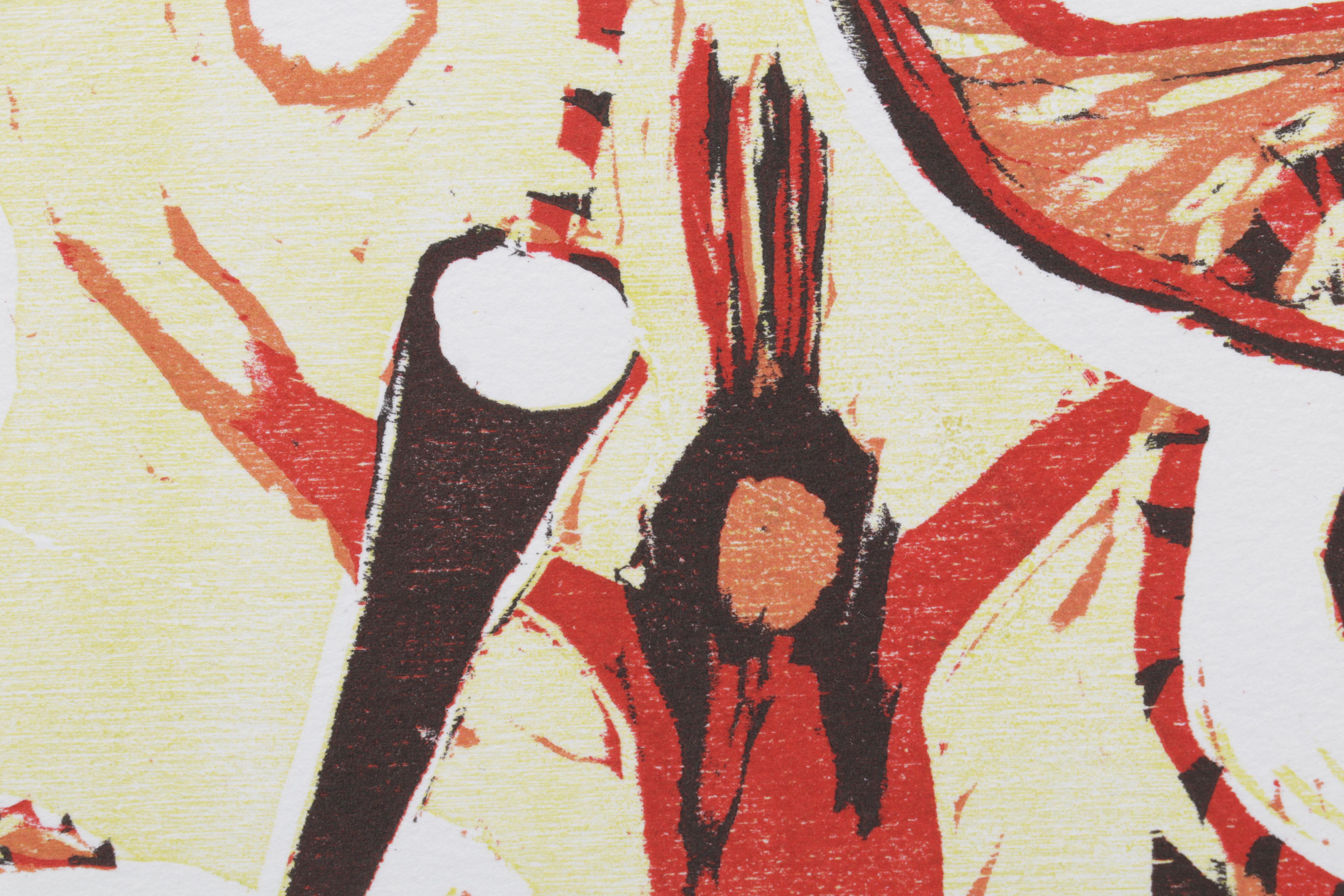 Sidney Chafetz Woodcut "Angela's Thursday," 1984