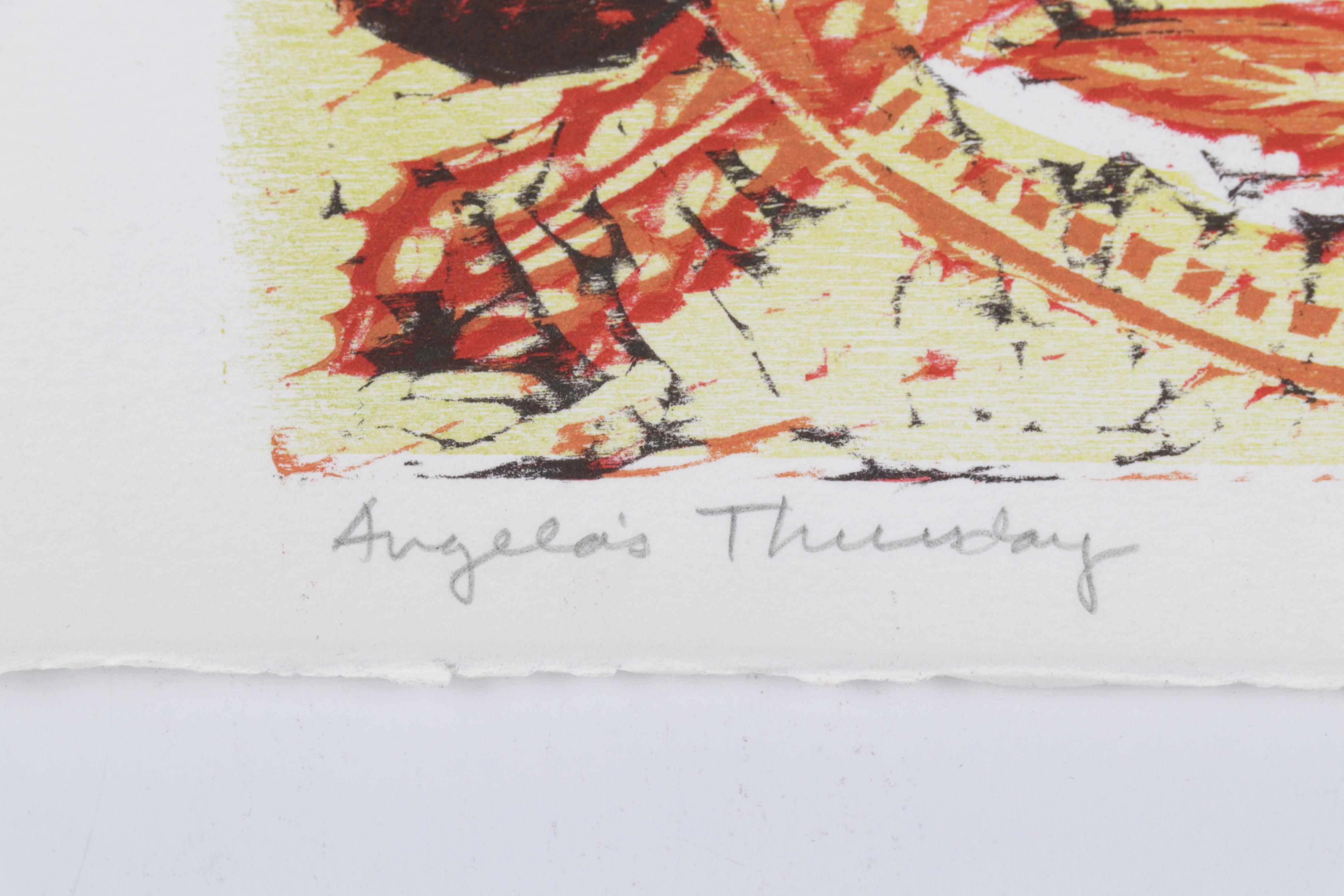 Sidney Chafetz Woodcut "Angela's Thursday," 1984