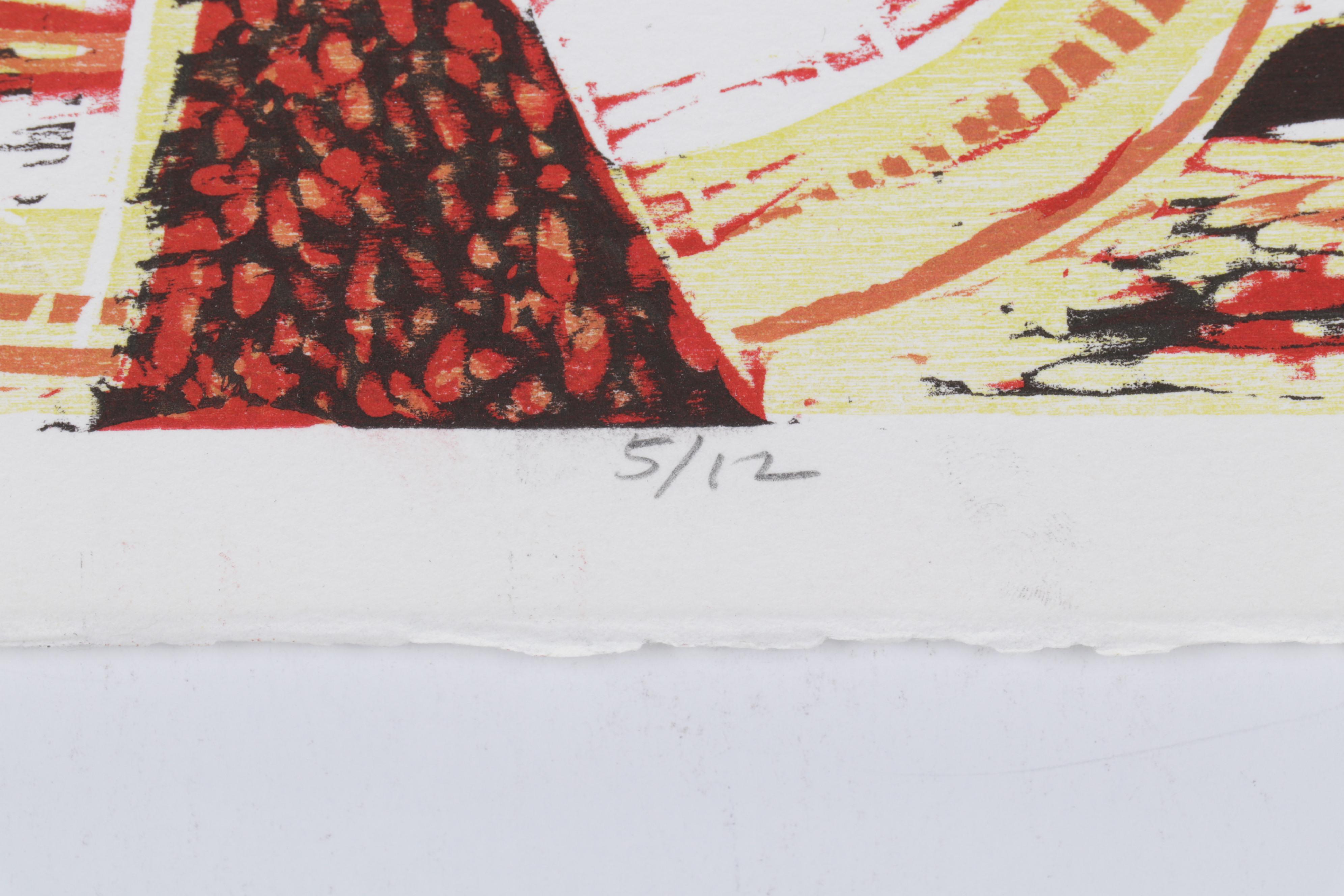 Sidney Chafetz Woodcut "Angela's Thursday," 1984