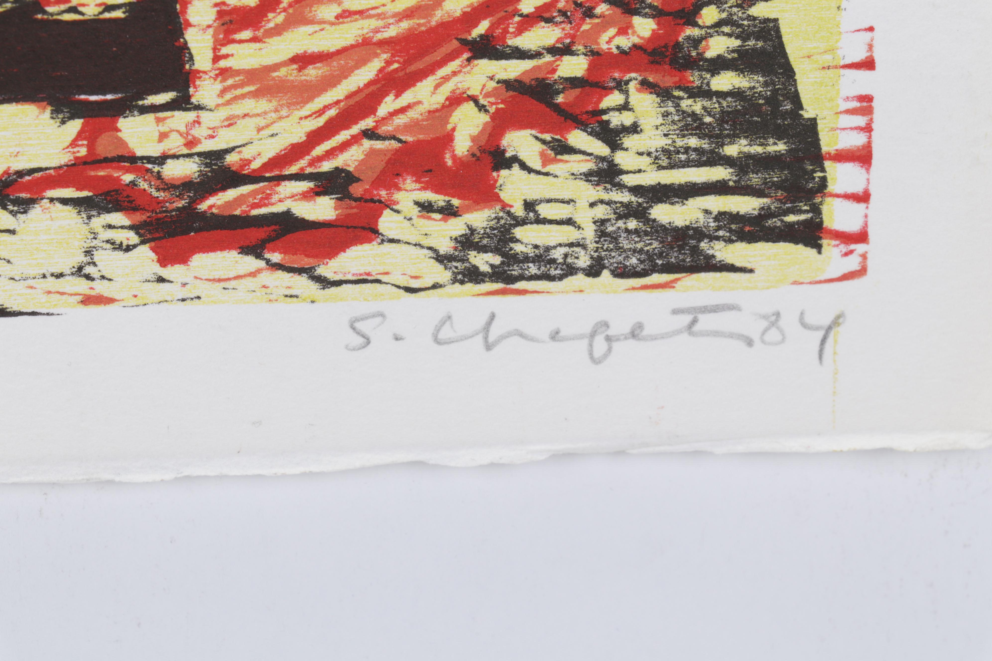 Sidney Chafetz Woodcut "Angela's Thursday," 1984