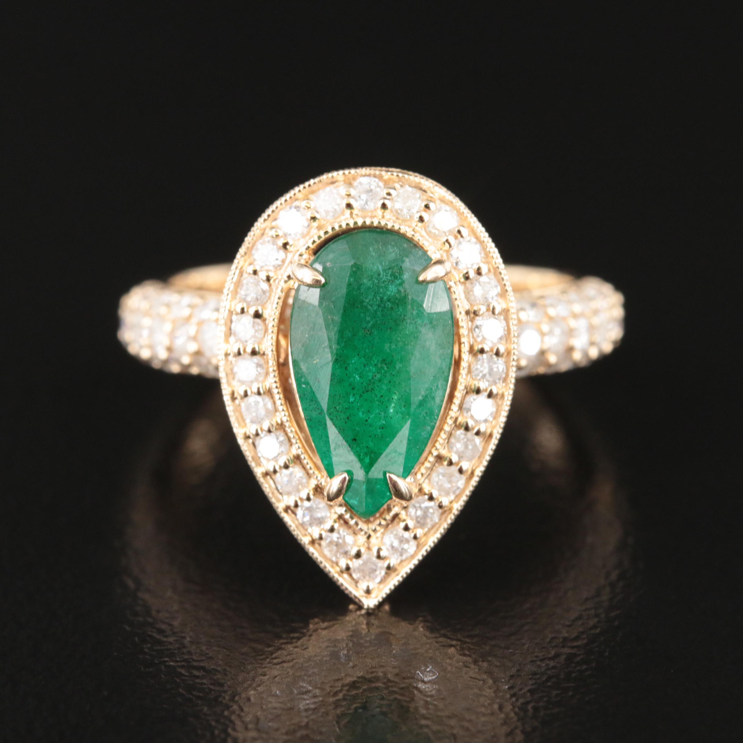 14K 1.76 CT Emerald and 1.50 CTW Diamond Ring