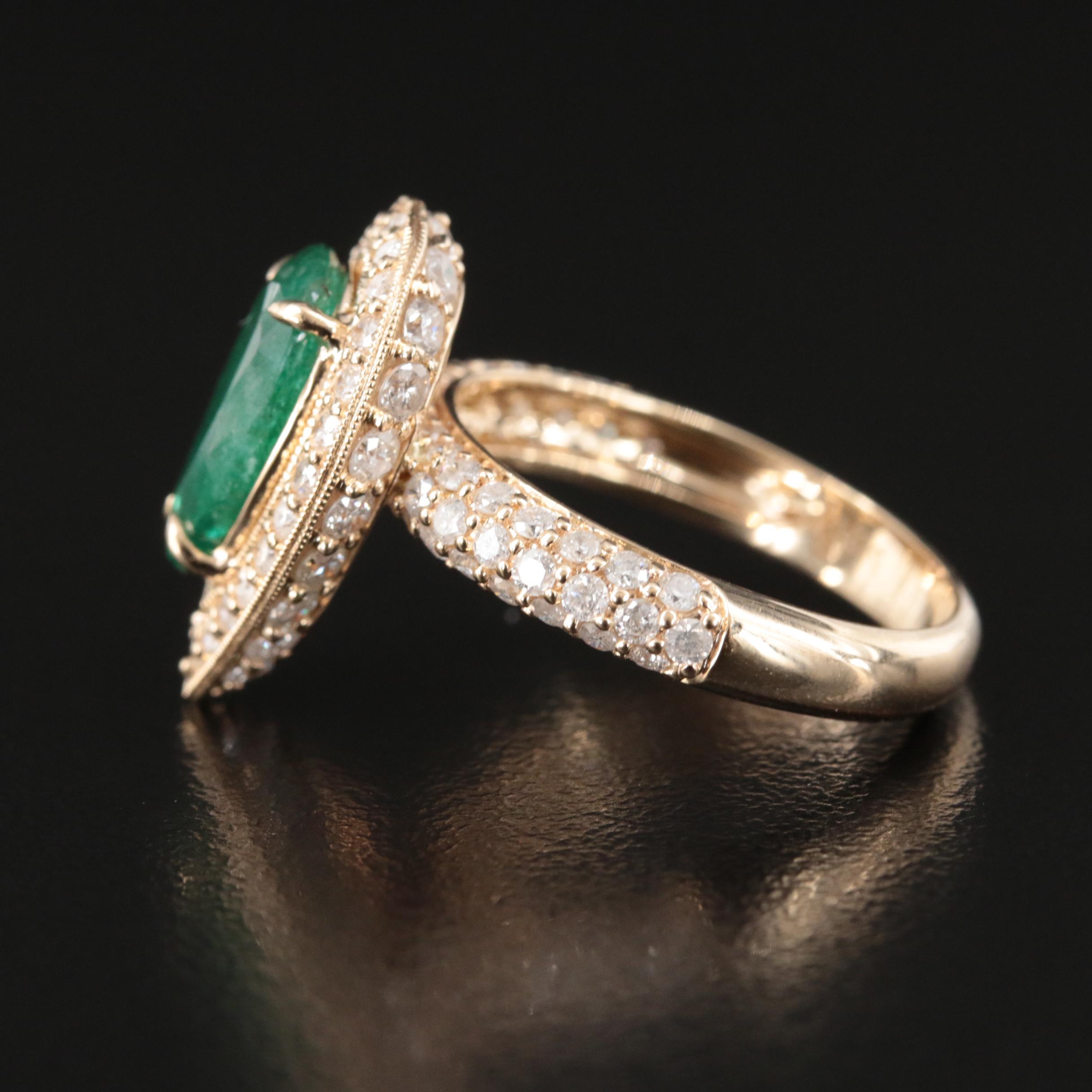 14K 1.76 CT Emerald and 1.50 CTW Diamond Ring