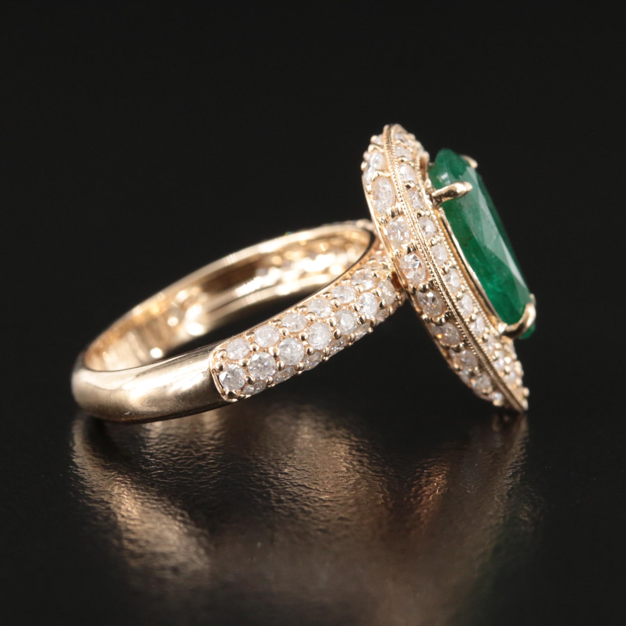 14K 1.76 CT Emerald and 1.50 CTW Diamond Ring