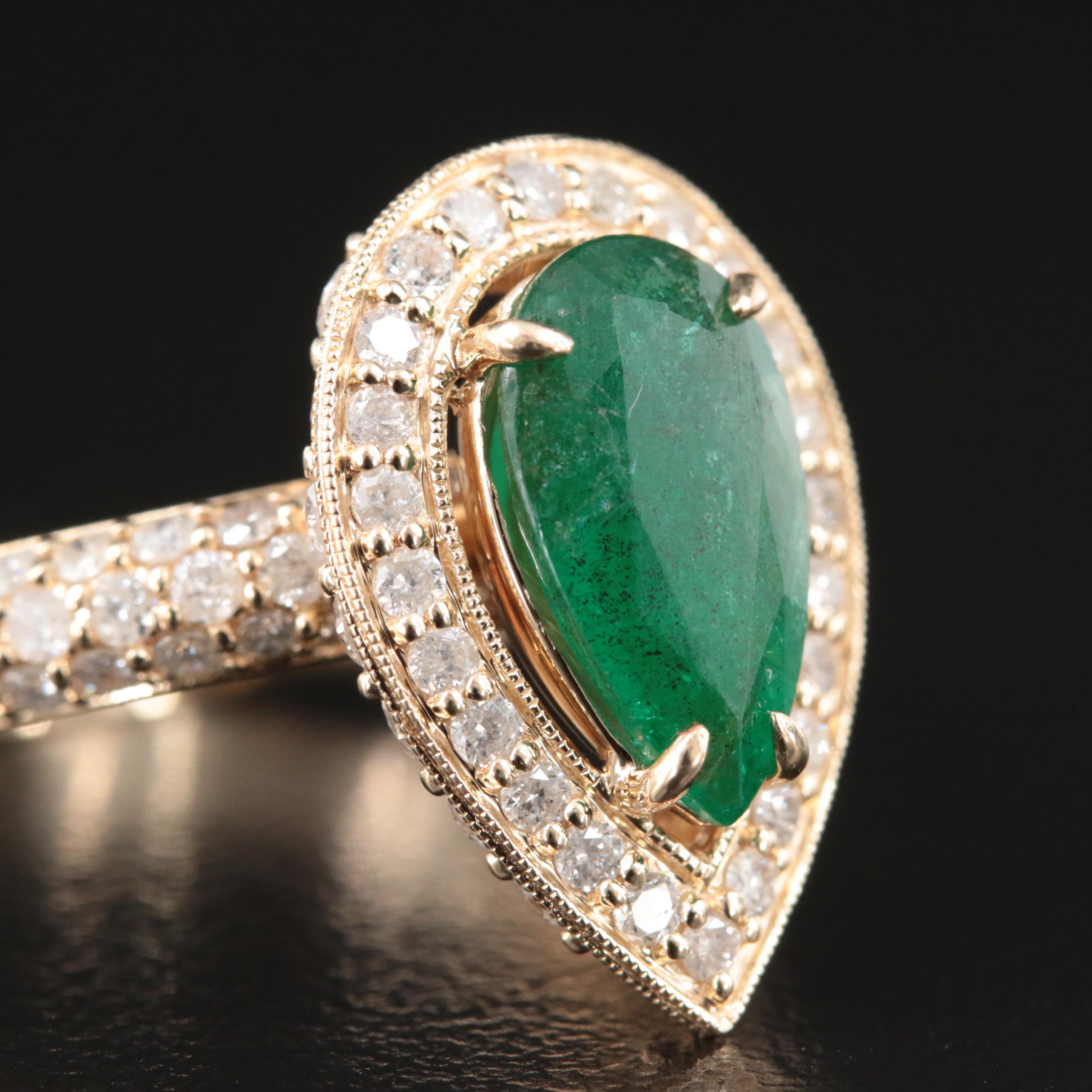 14K 1.76 CT Emerald and 1.50 CTW Diamond Ring