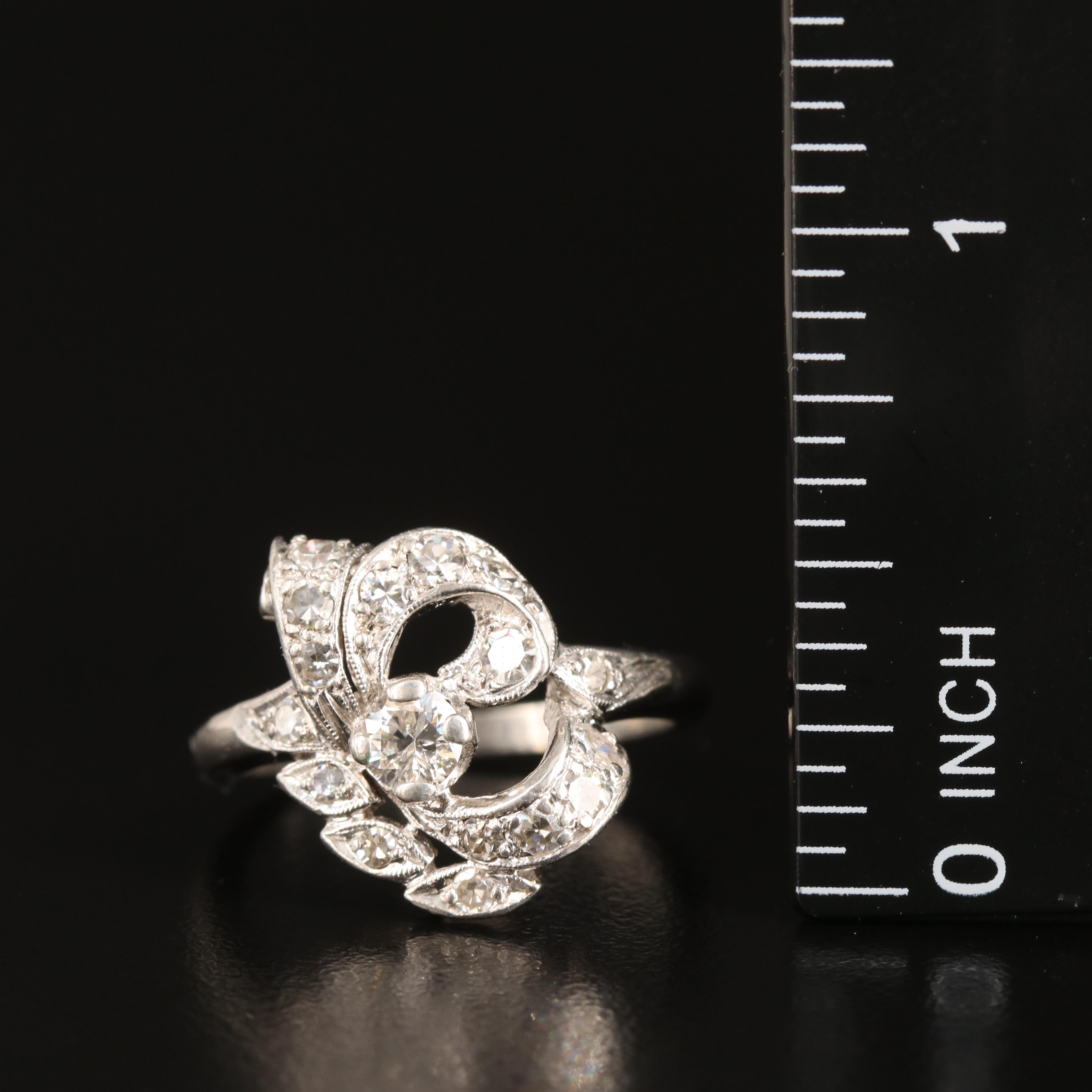 Vintage Platinum 0.68 CTW Diamond Ring