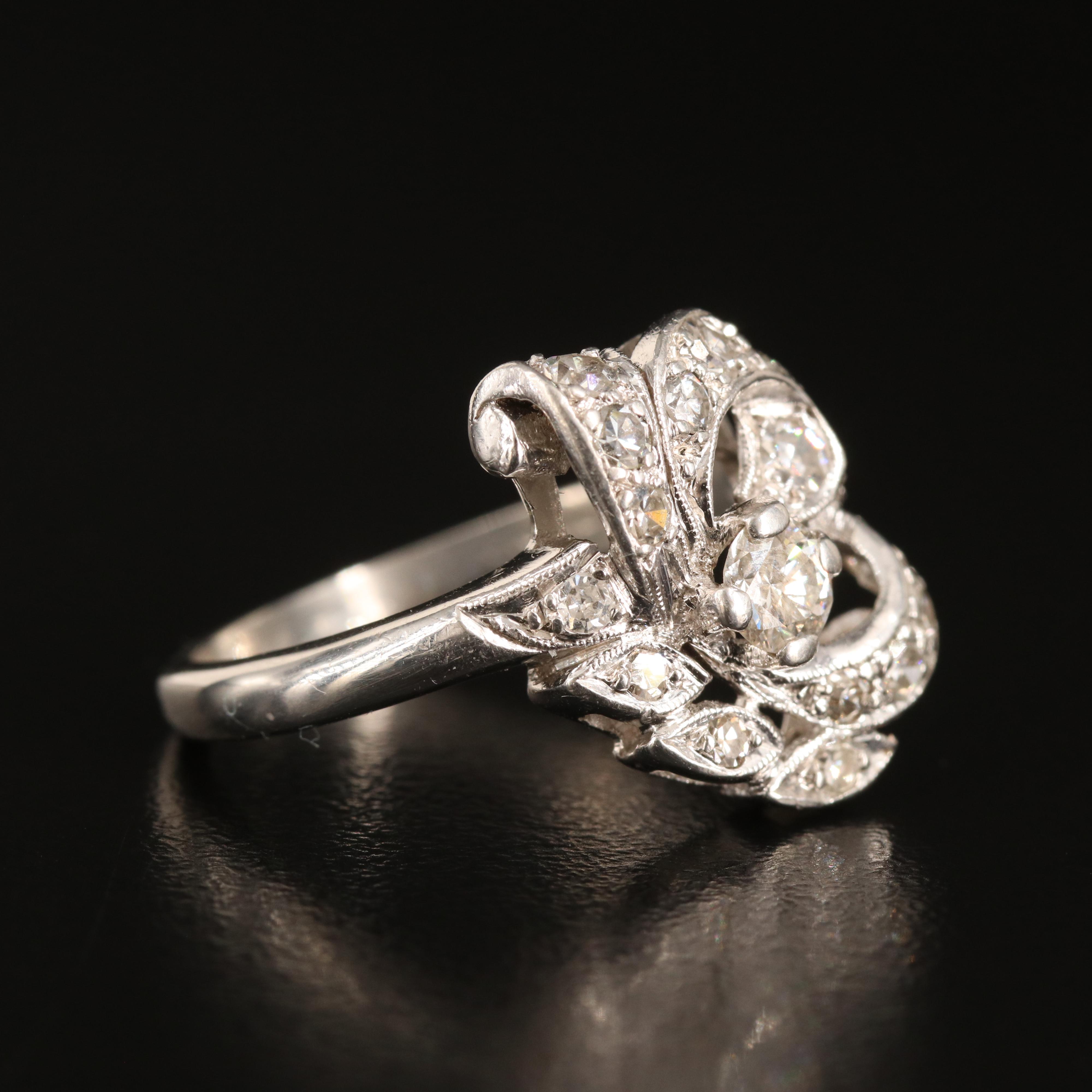 Vintage Platinum 0.68 CTW Diamond Ring