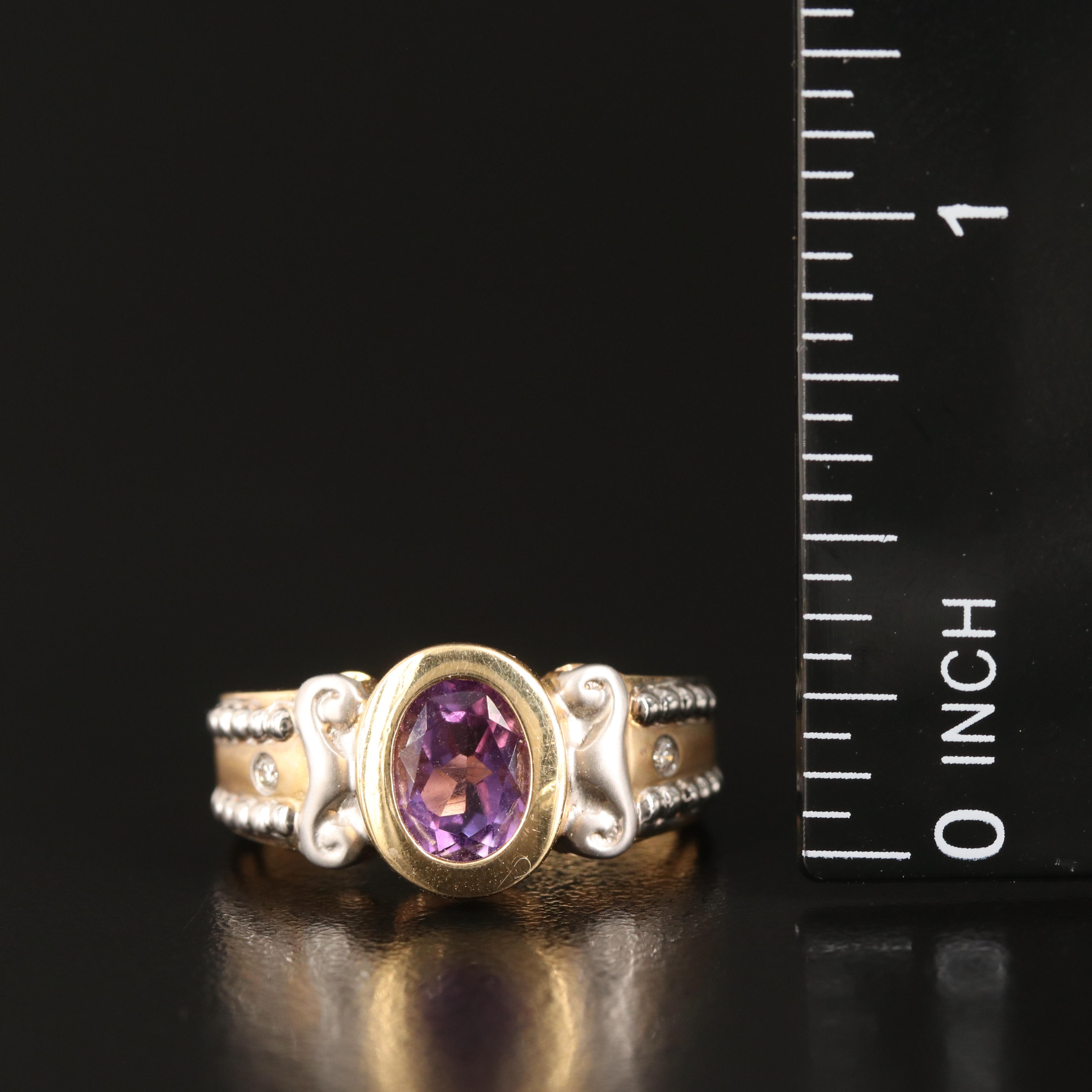 14K Amethyst and Diamond Ring