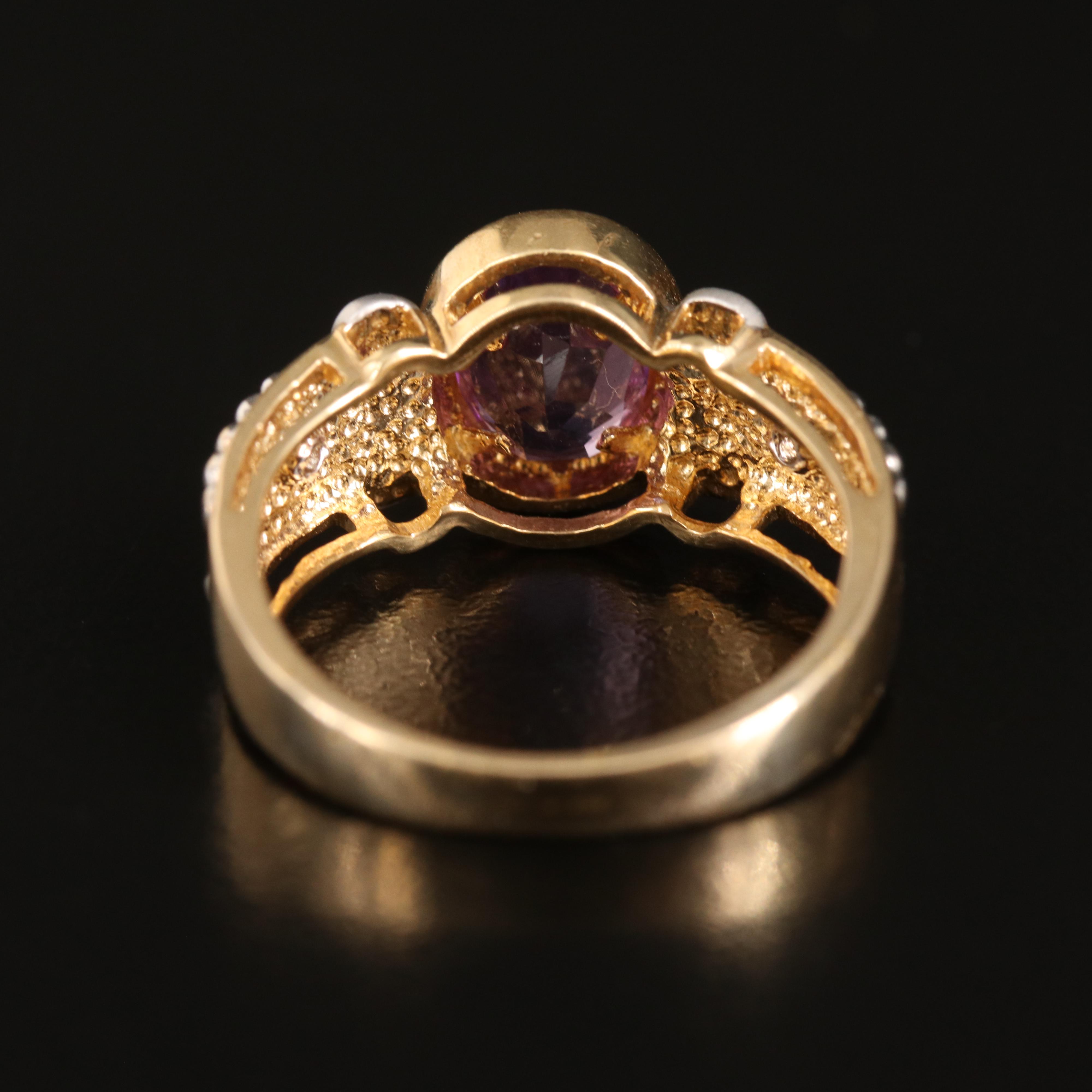 14K Amethyst and Diamond Ring
