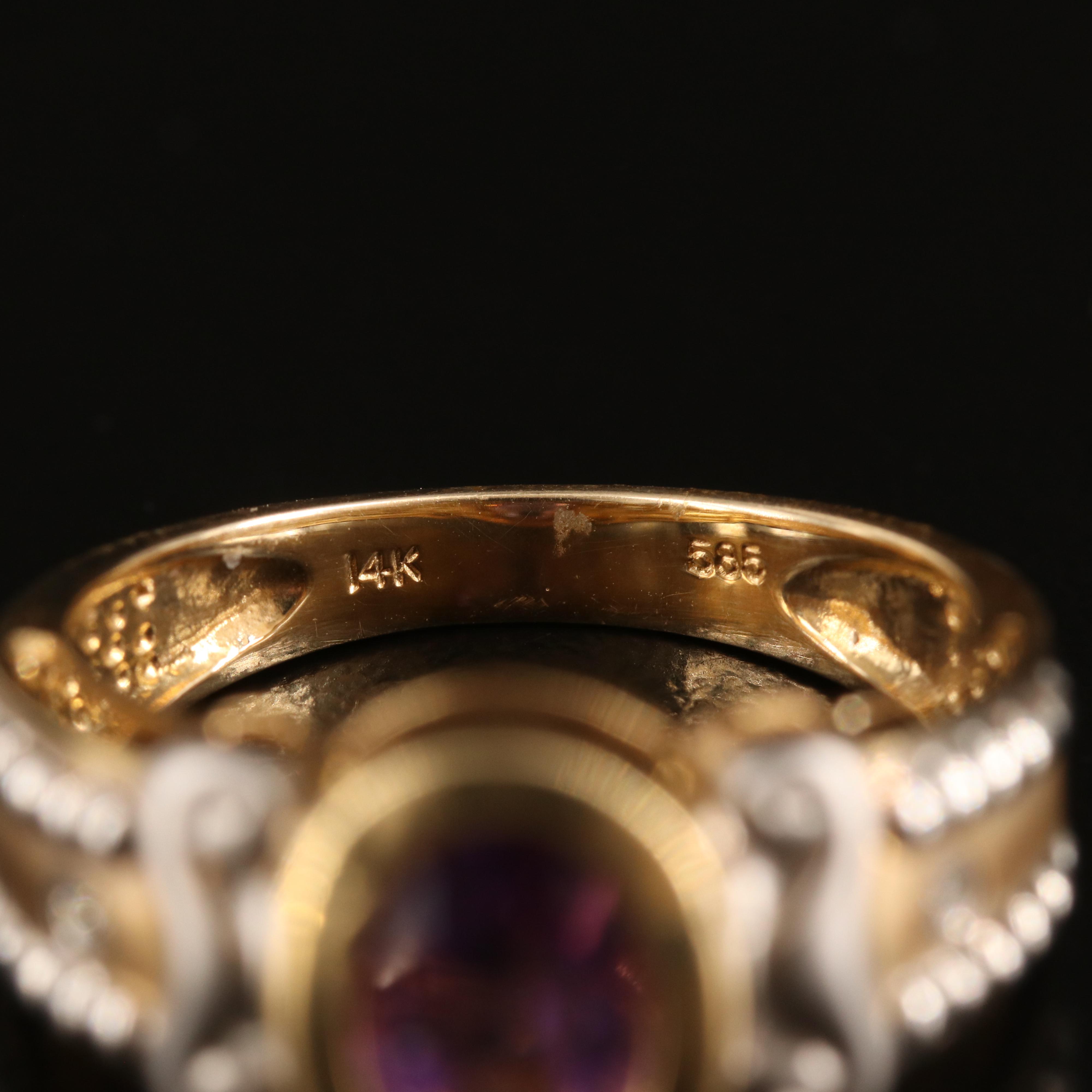 14K Amethyst and Diamond Ring