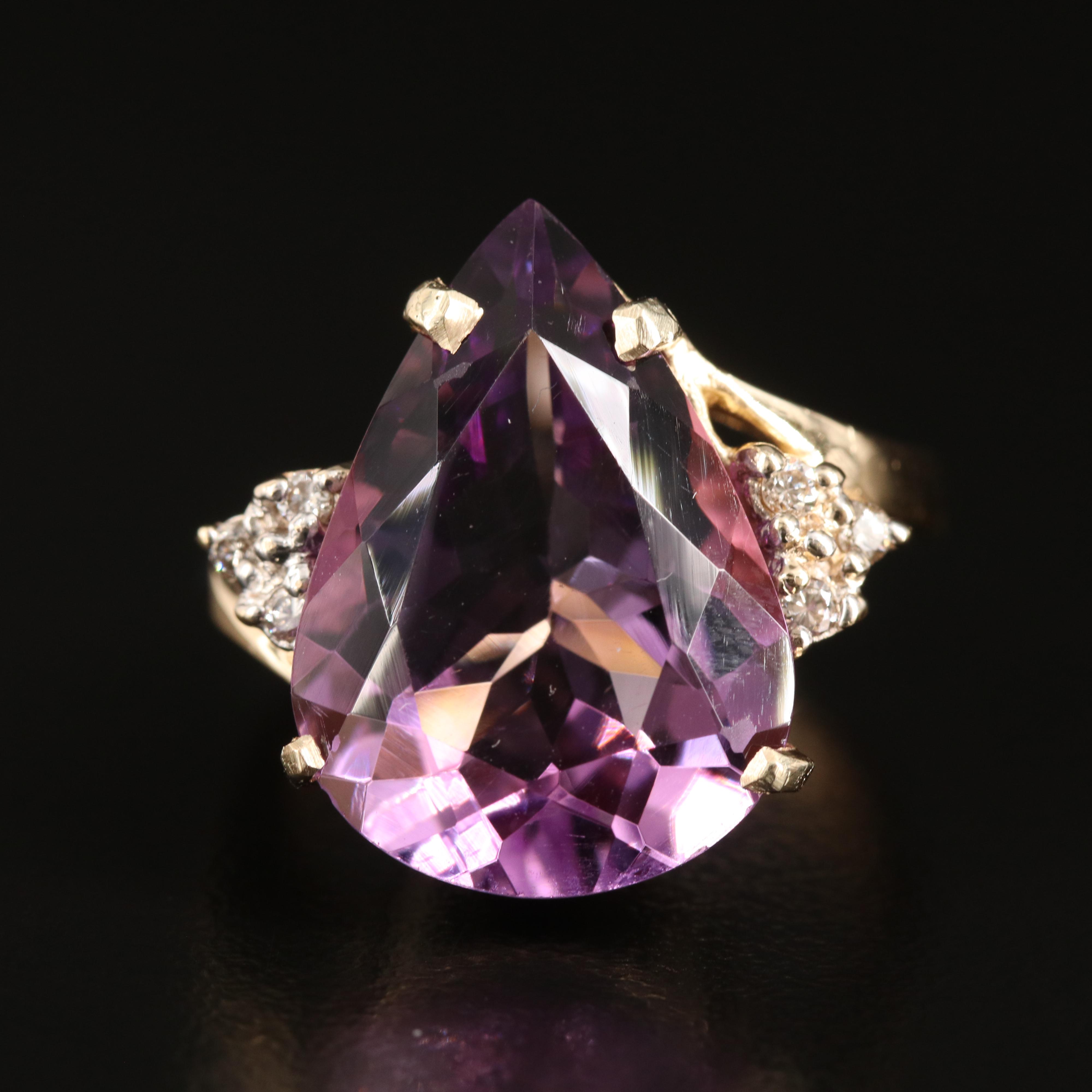 14K 10.57 CT Amethyst and Diamond Ring