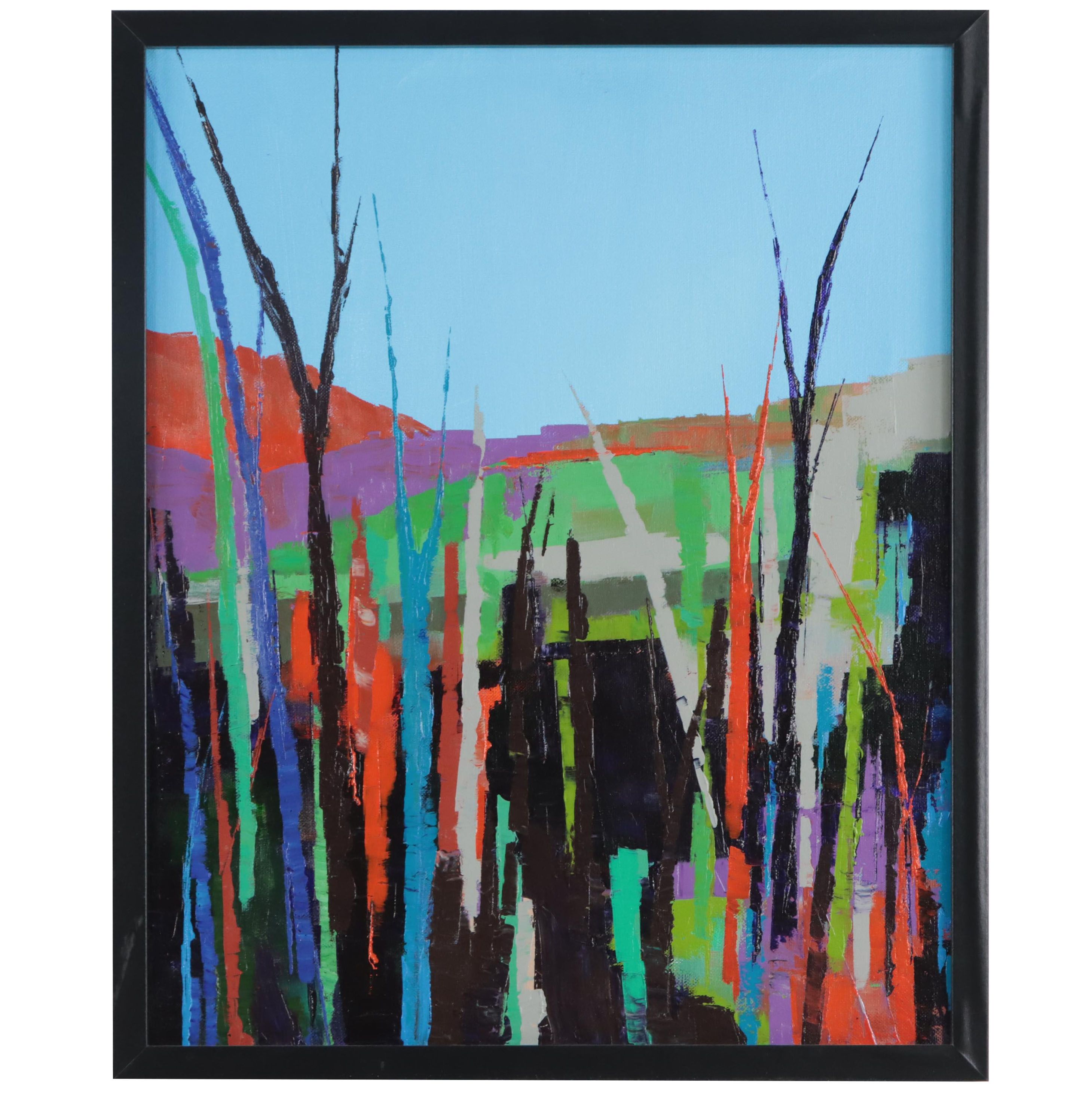 Sanna Abstract Acrylic Painting "Seeking Stillness," 21st Century