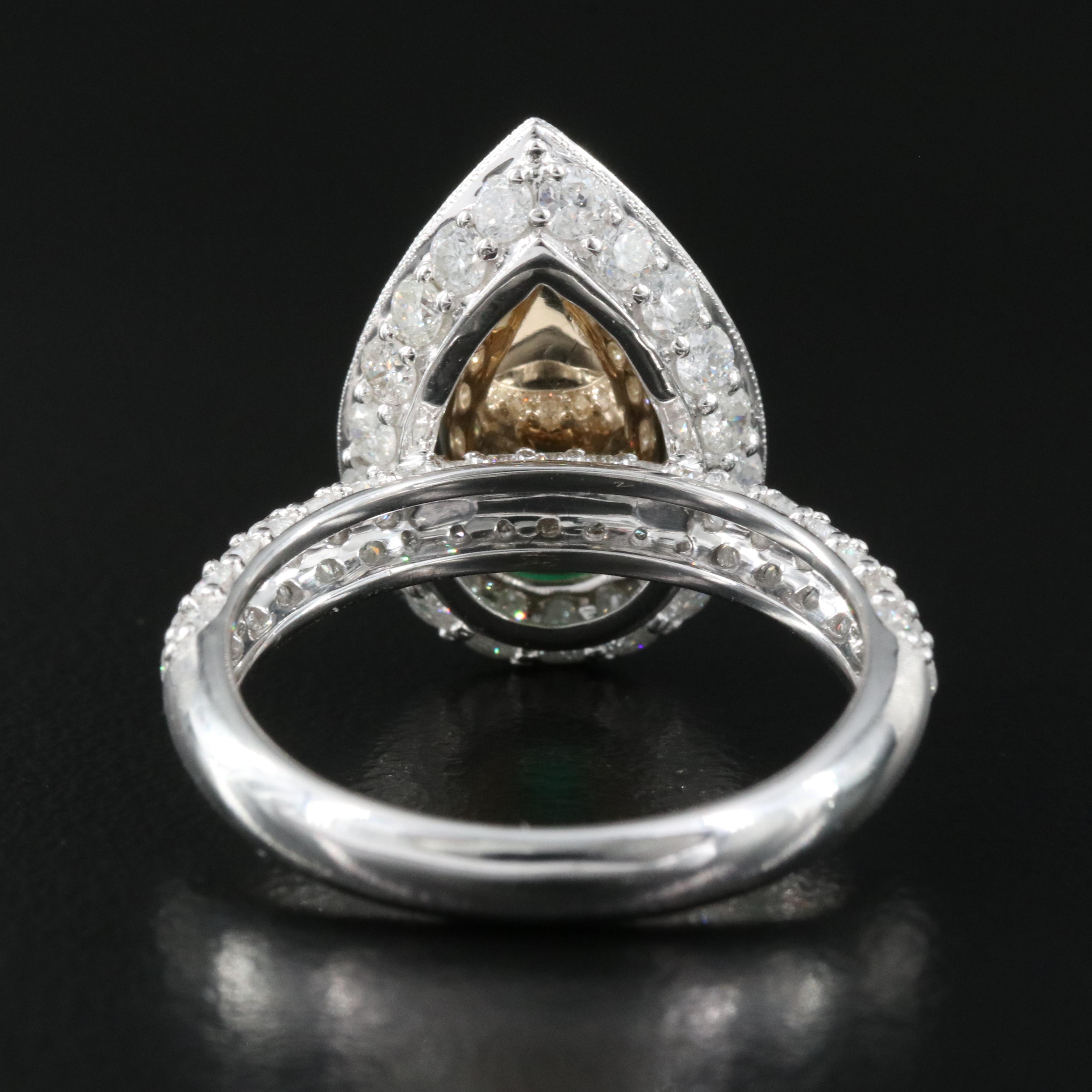 14K 1.71 CT Emerald and 1.47 CTW Diamond Teardrop Ring