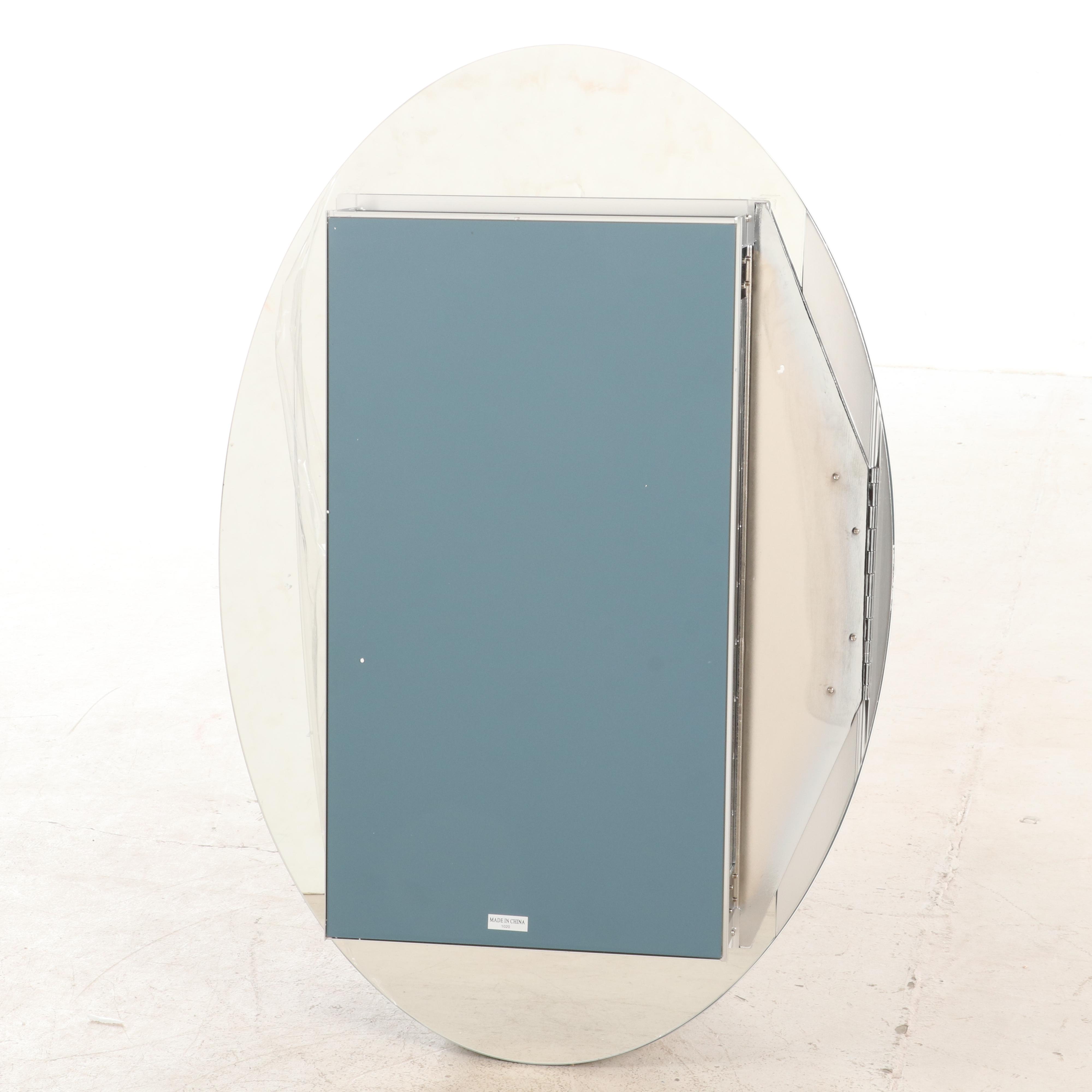 Oval Beveled Mirrored Surface Mount Medicine Cabinet