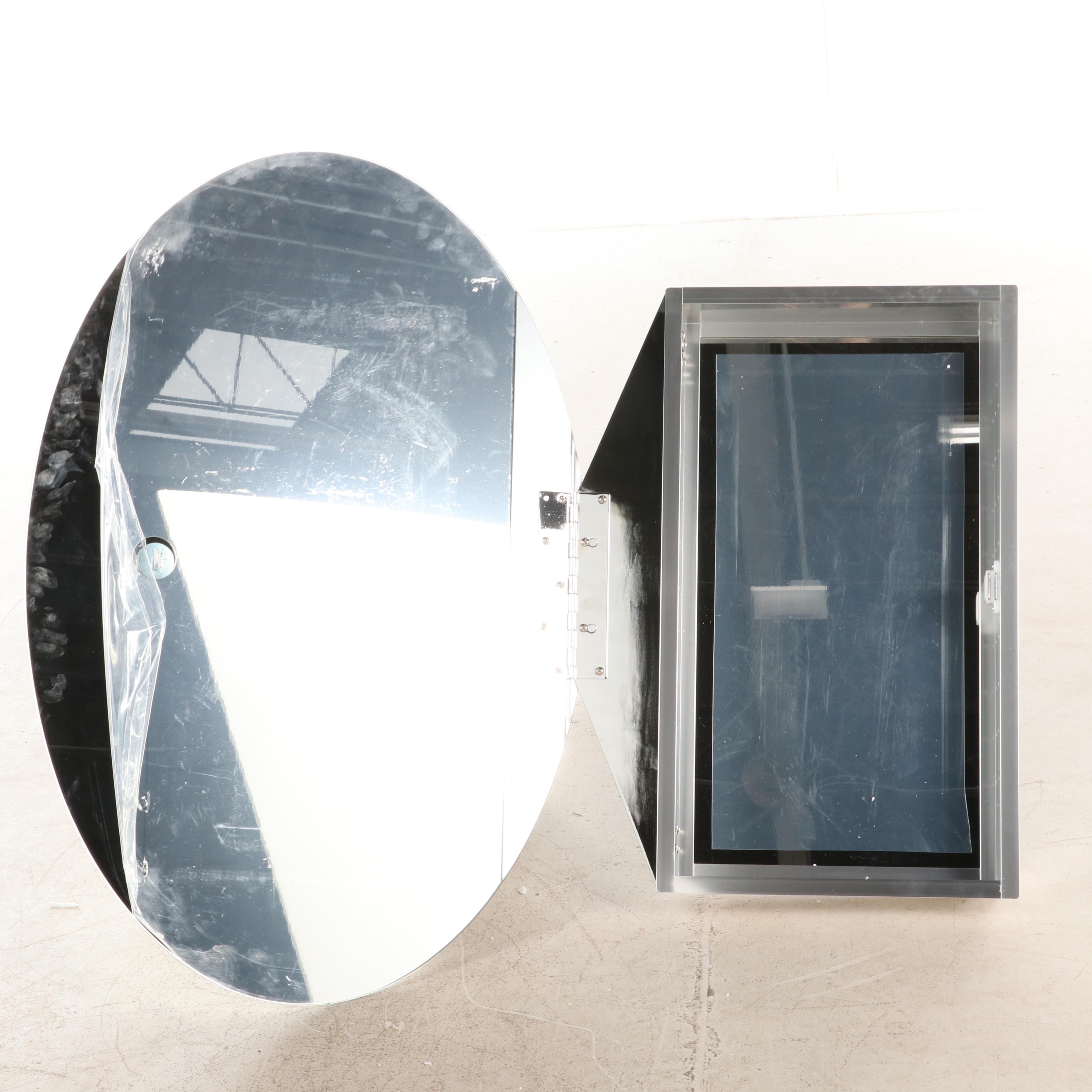 Oval Beveled Mirrored Surface Mount Medicine Cabinet