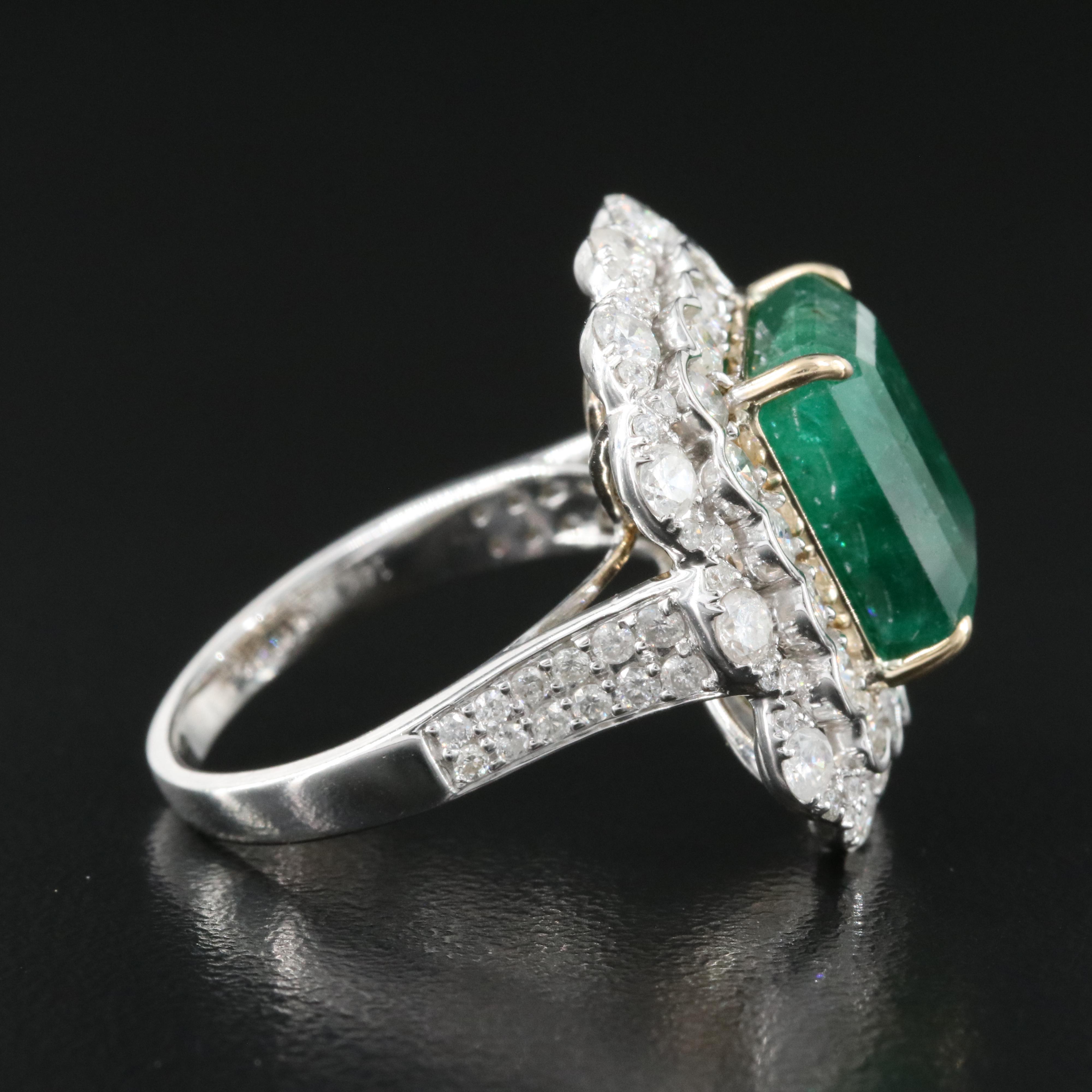 14K 7.96 CT Emerald and 2.34 CTW Diamond Ring