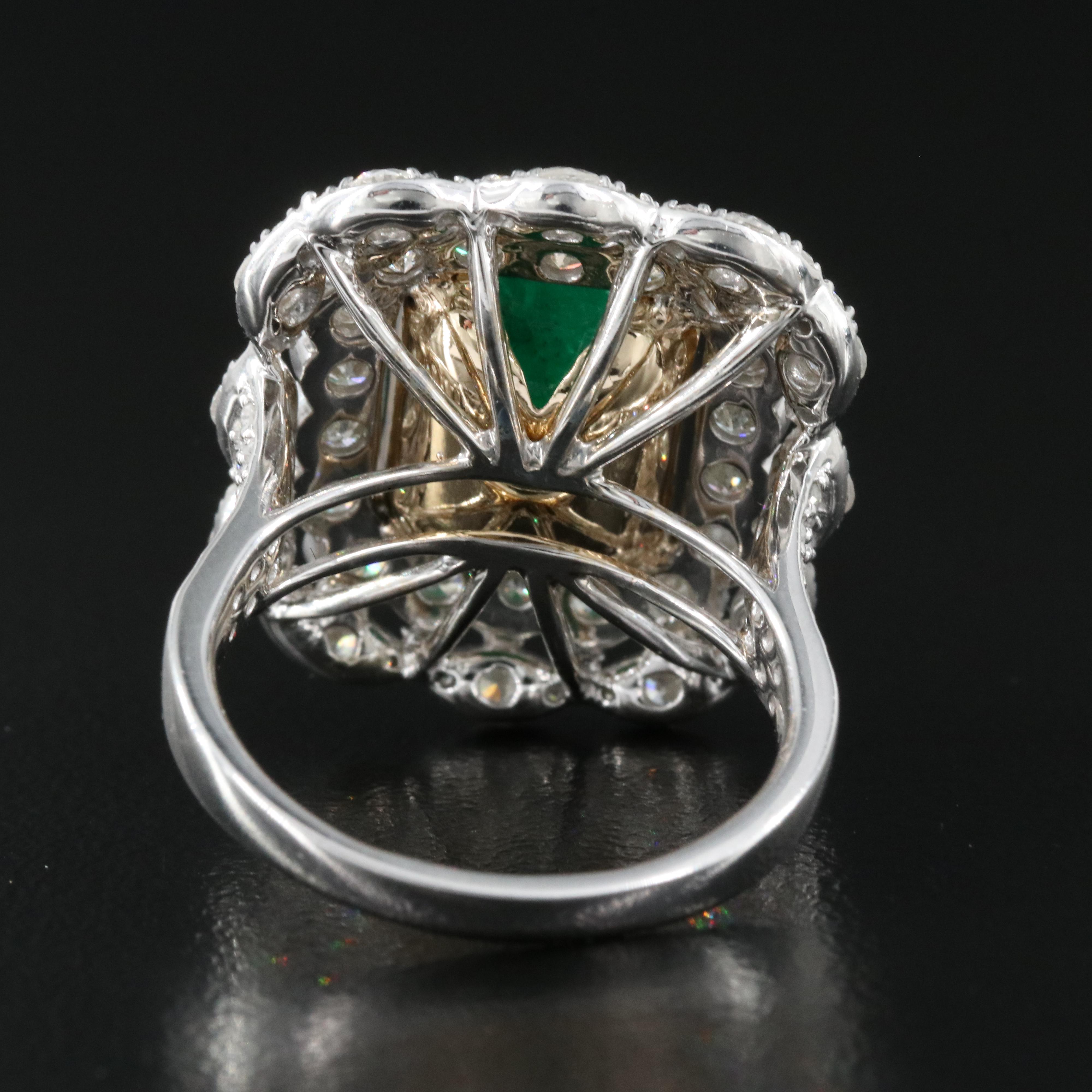 14K 7.96 CT Emerald and 2.34 CTW Diamond Ring