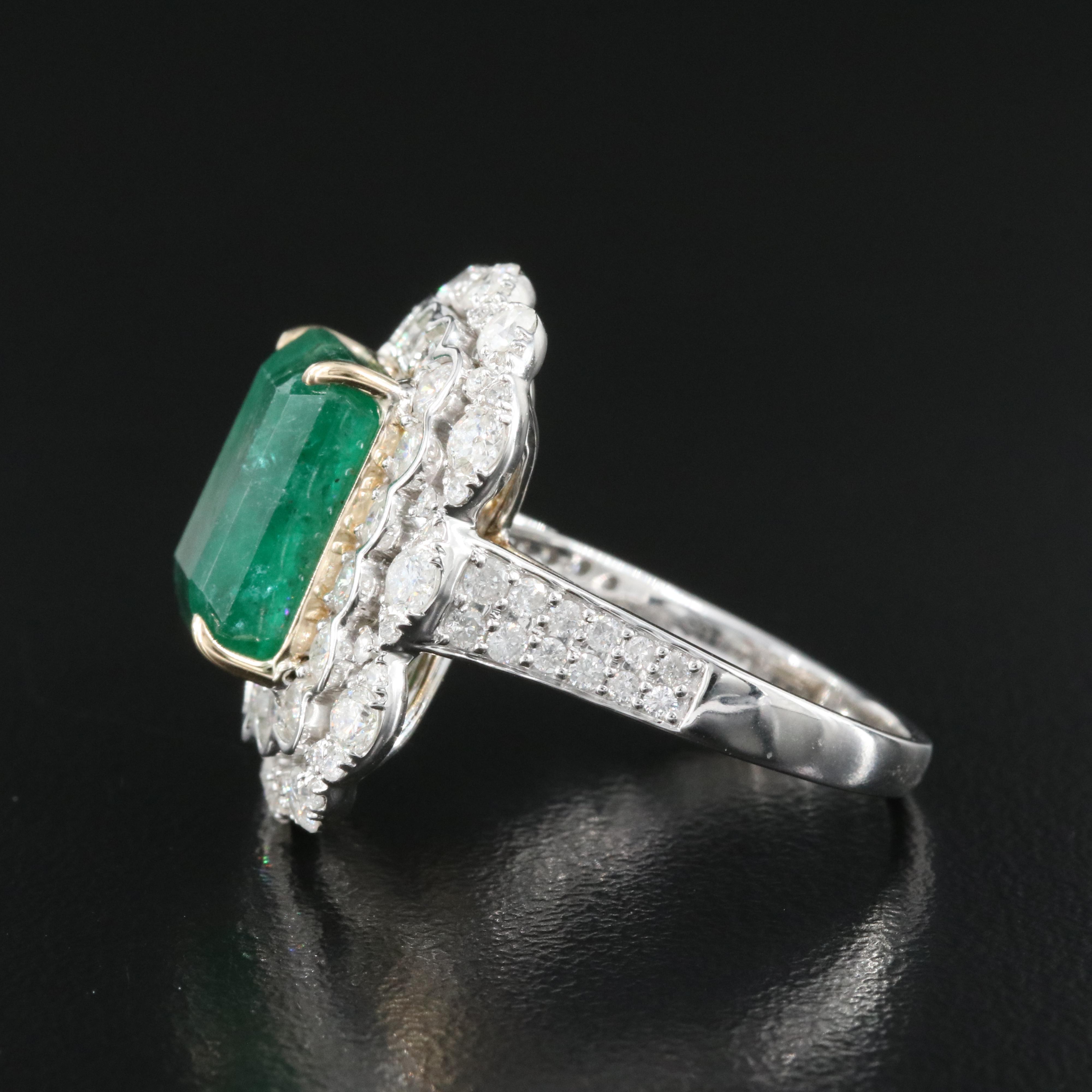 14K 7.96 CT Emerald and 2.34 CTW Diamond Ring
