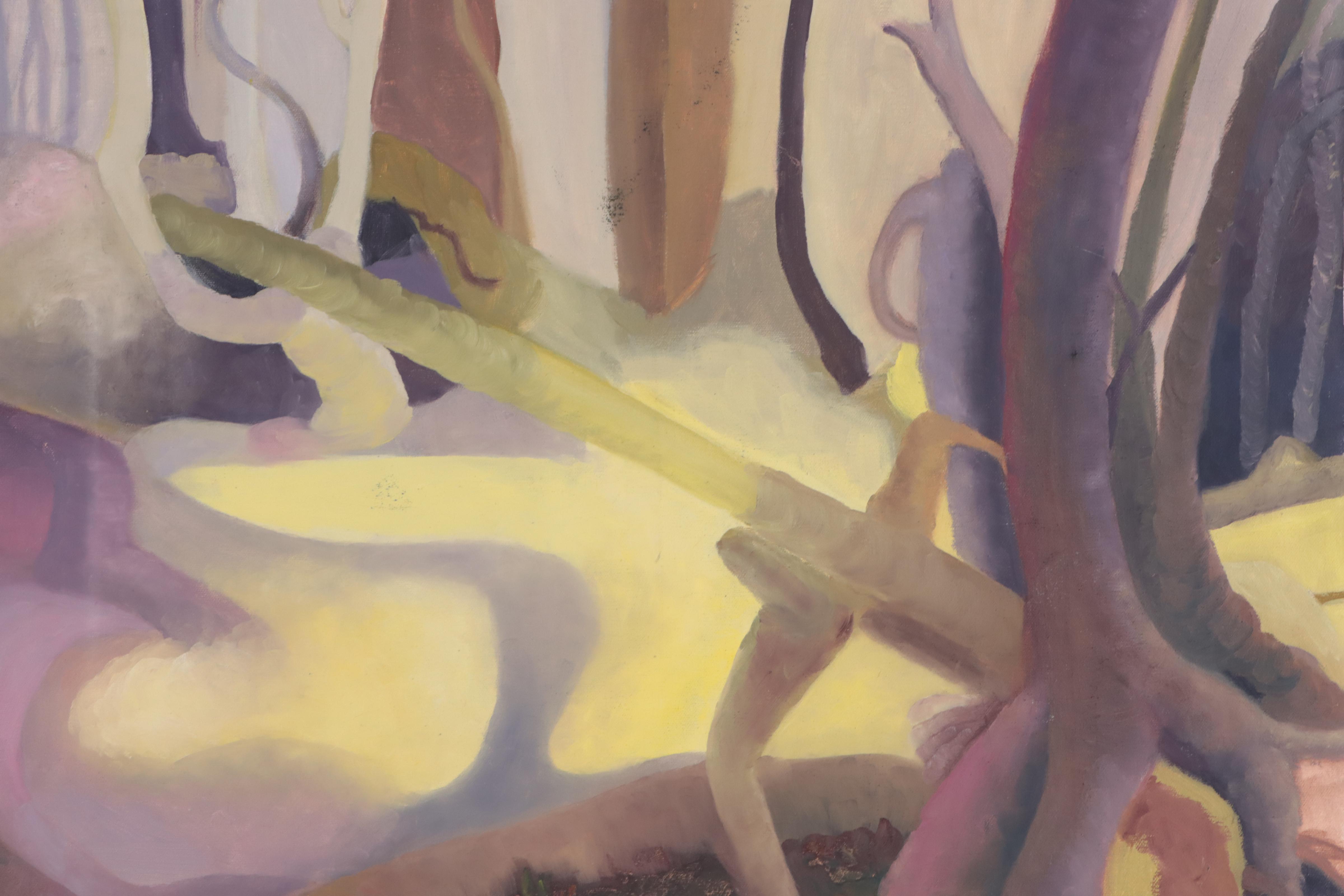 Katrina Halter Oil Painting of Stylized Woodland Landscape