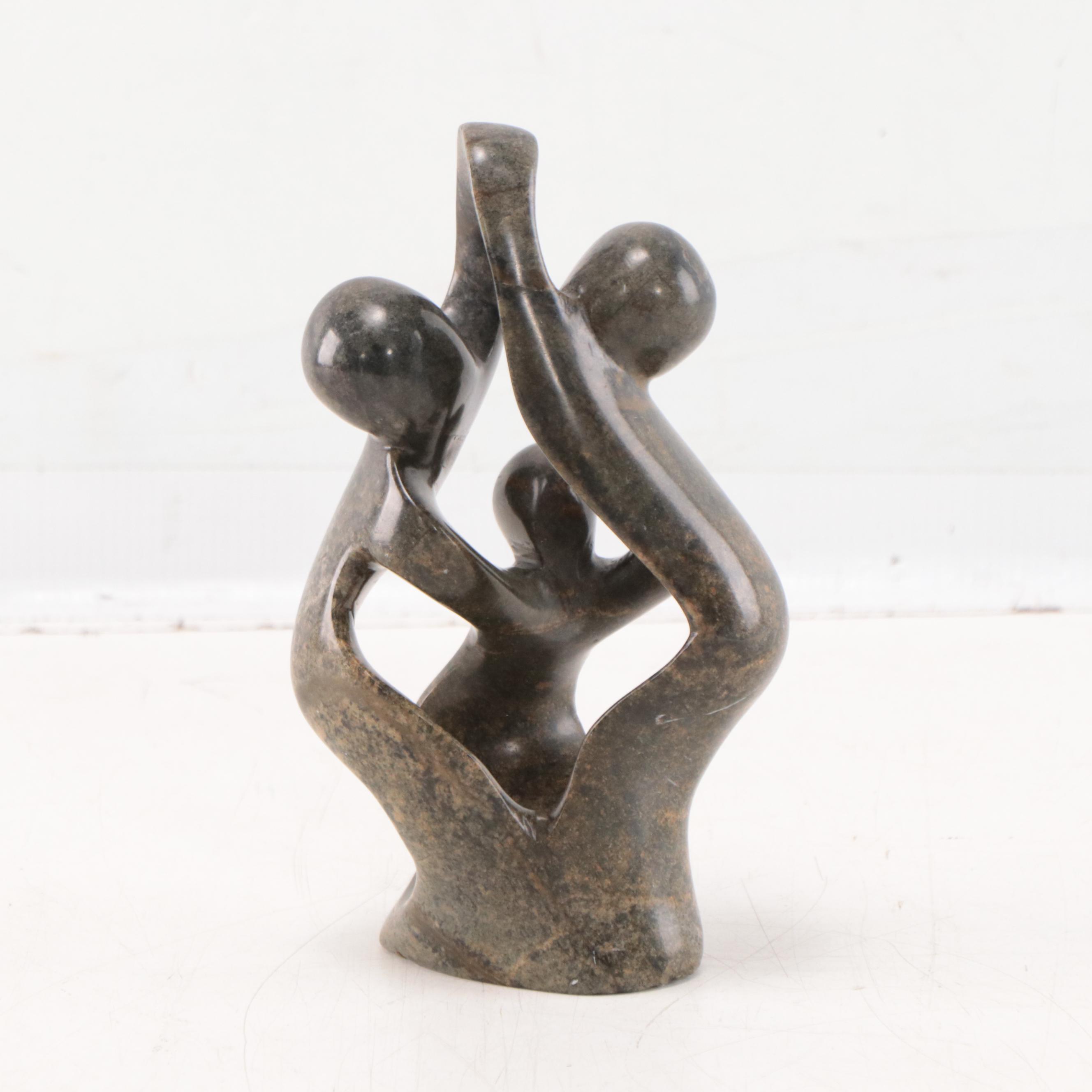 Shona Style Carved Soapstone Sculpture of Dancing Figures, Zimbabwe