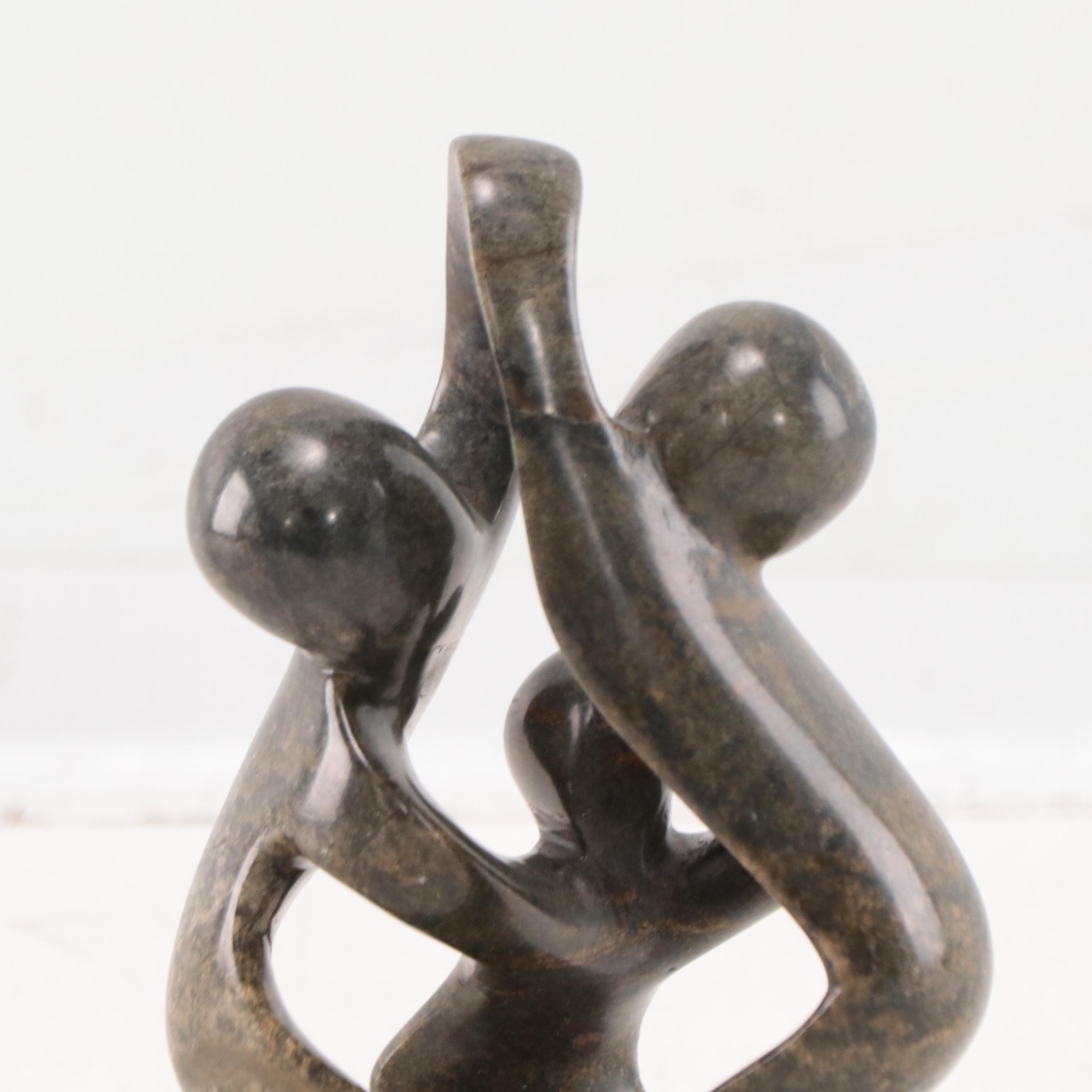 Shona Style Carved Soapstone Sculpture of Dancing Figures, Zimbabwe