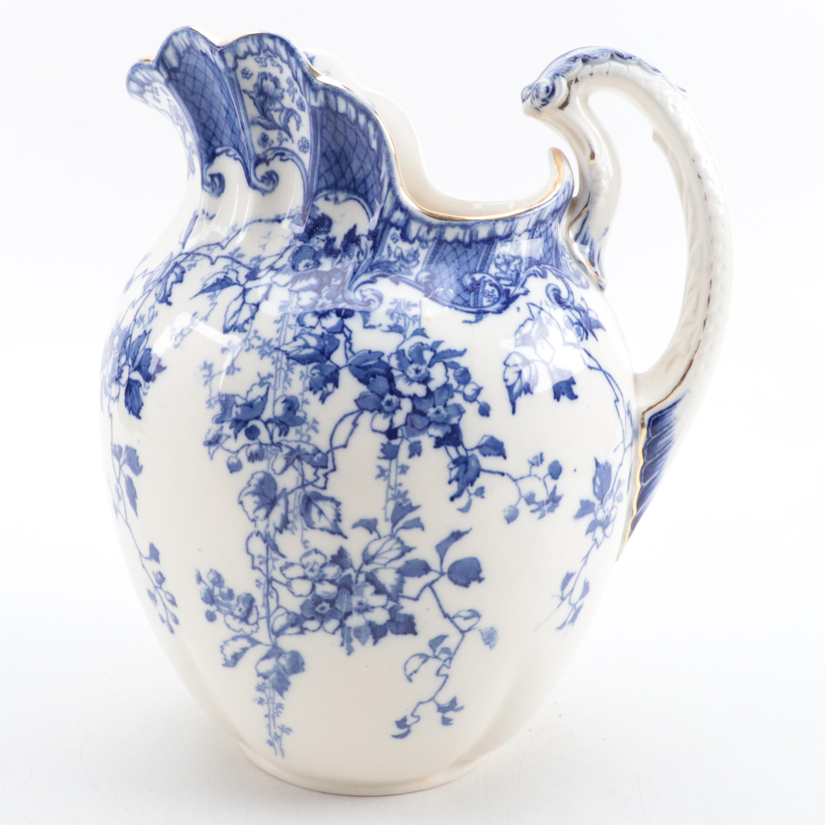 Royal Doulton "Kew" Transferware Ironstone Pitcher and Basin, Late 19th Century