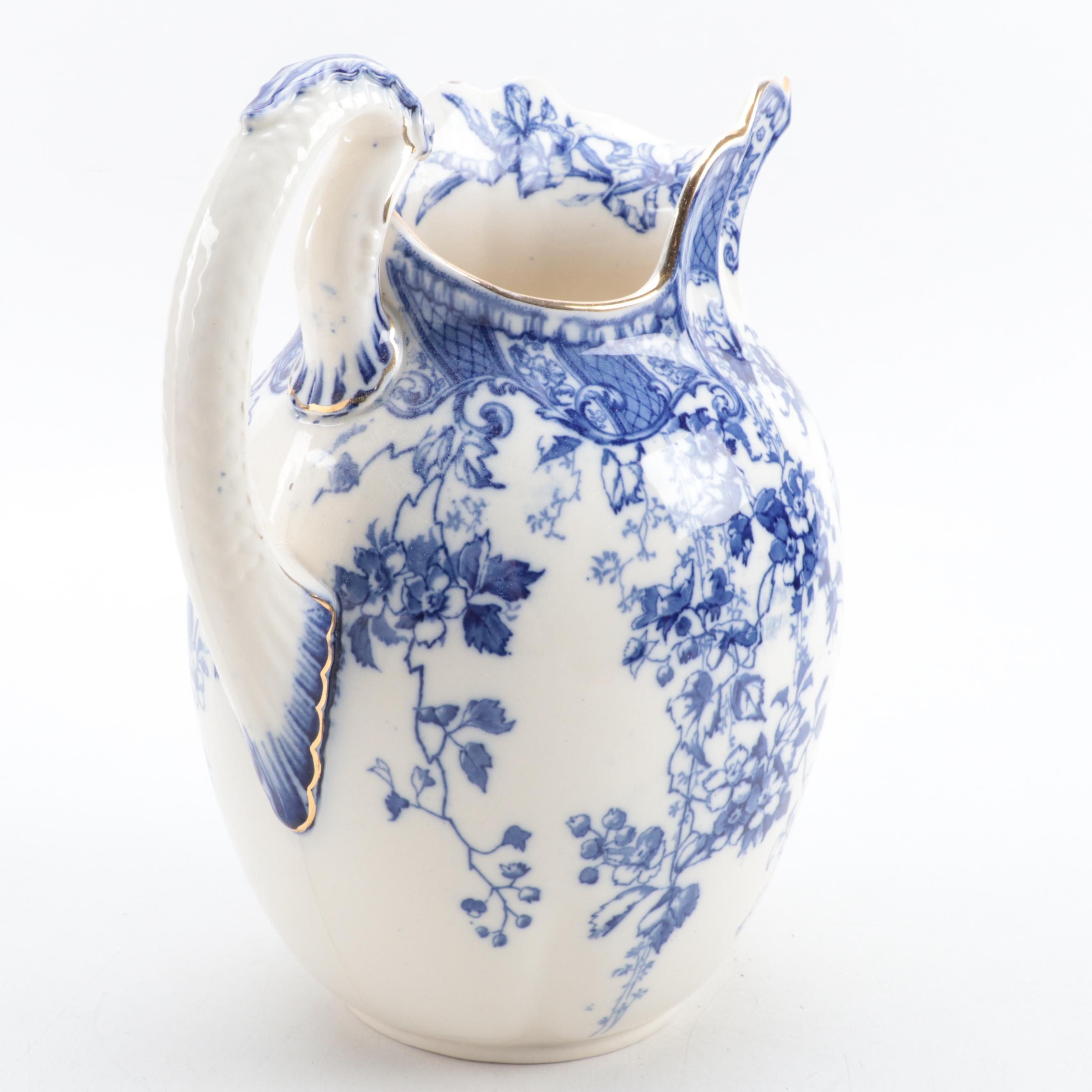 Royal Doulton "Kew" Transferware Ironstone Pitcher and Basin, Late 19th Century