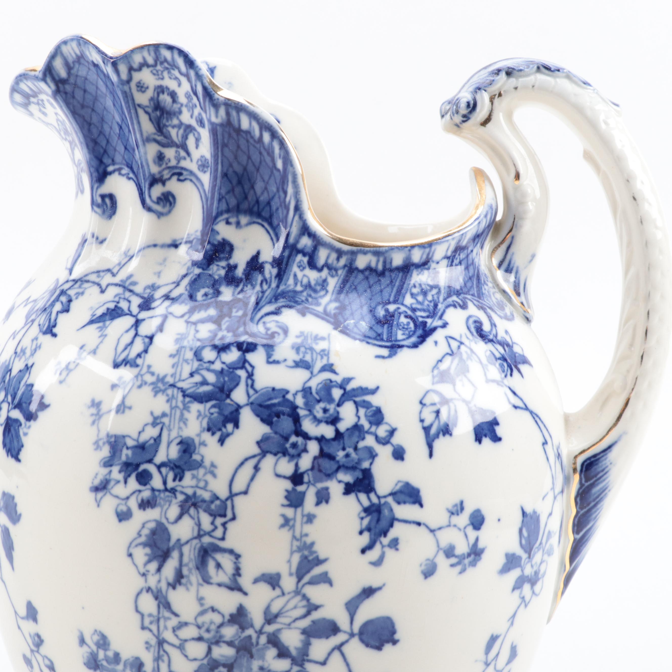 Royal Doulton "Kew" Transferware Ironstone Pitcher and Basin, Late 19th Century