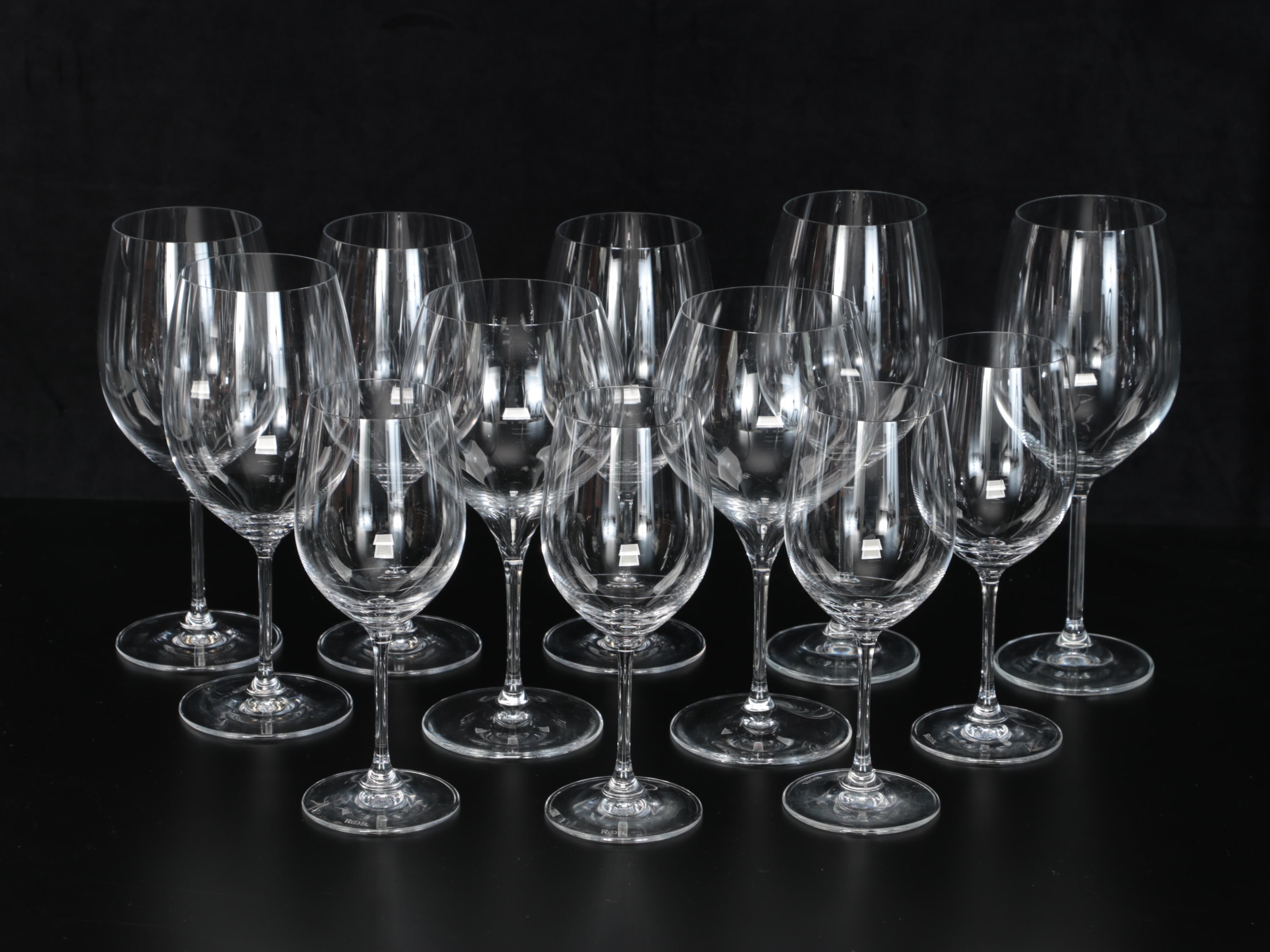 Riedel Crystal  Wine Glasses with Ice Bucket and Other Bar Tools
