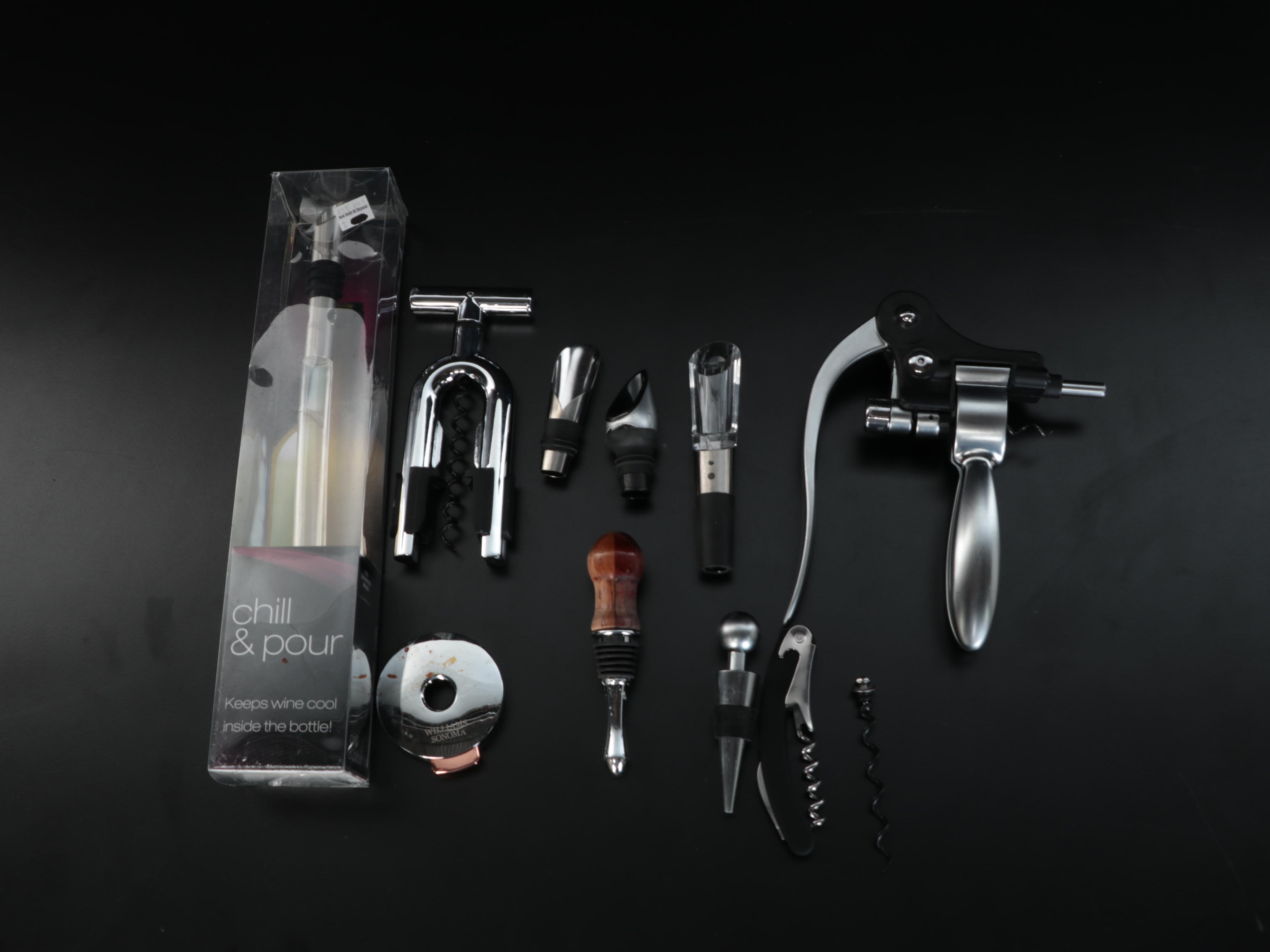 Riedel Crystal  Wine Glasses with Ice Bucket and Other Bar Tools