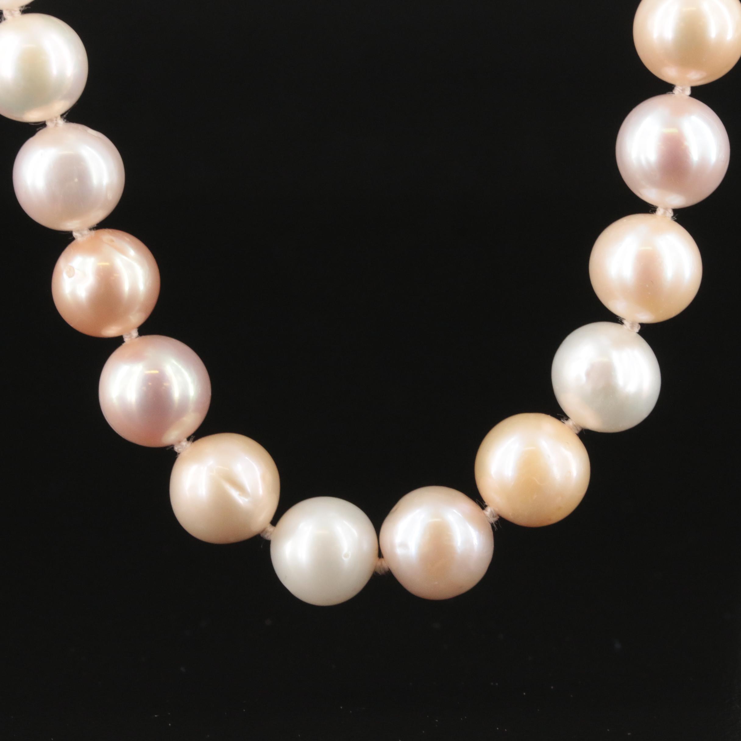Pearl Necklace with Sterling Fluted Bead Clasp