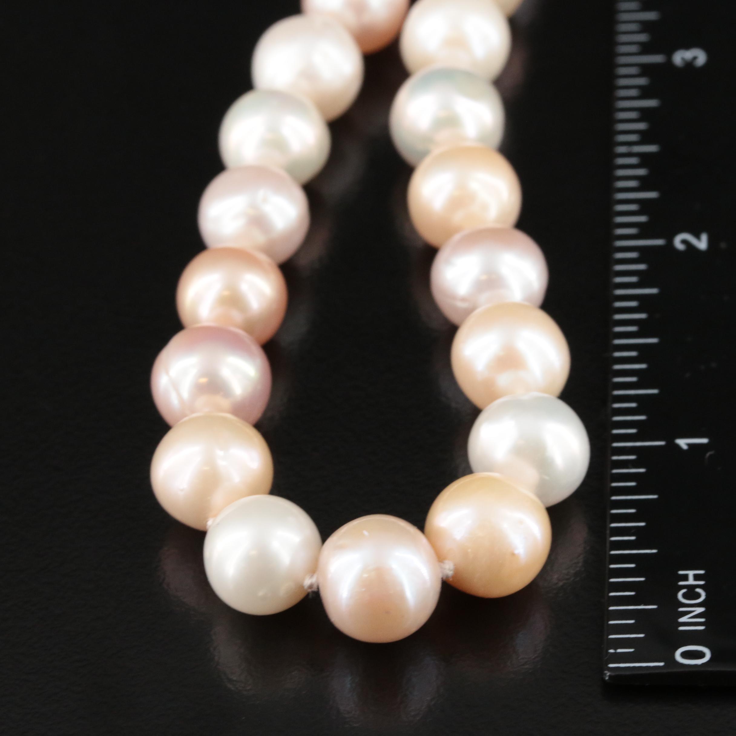 Pearl Necklace with Sterling Fluted Bead Clasp