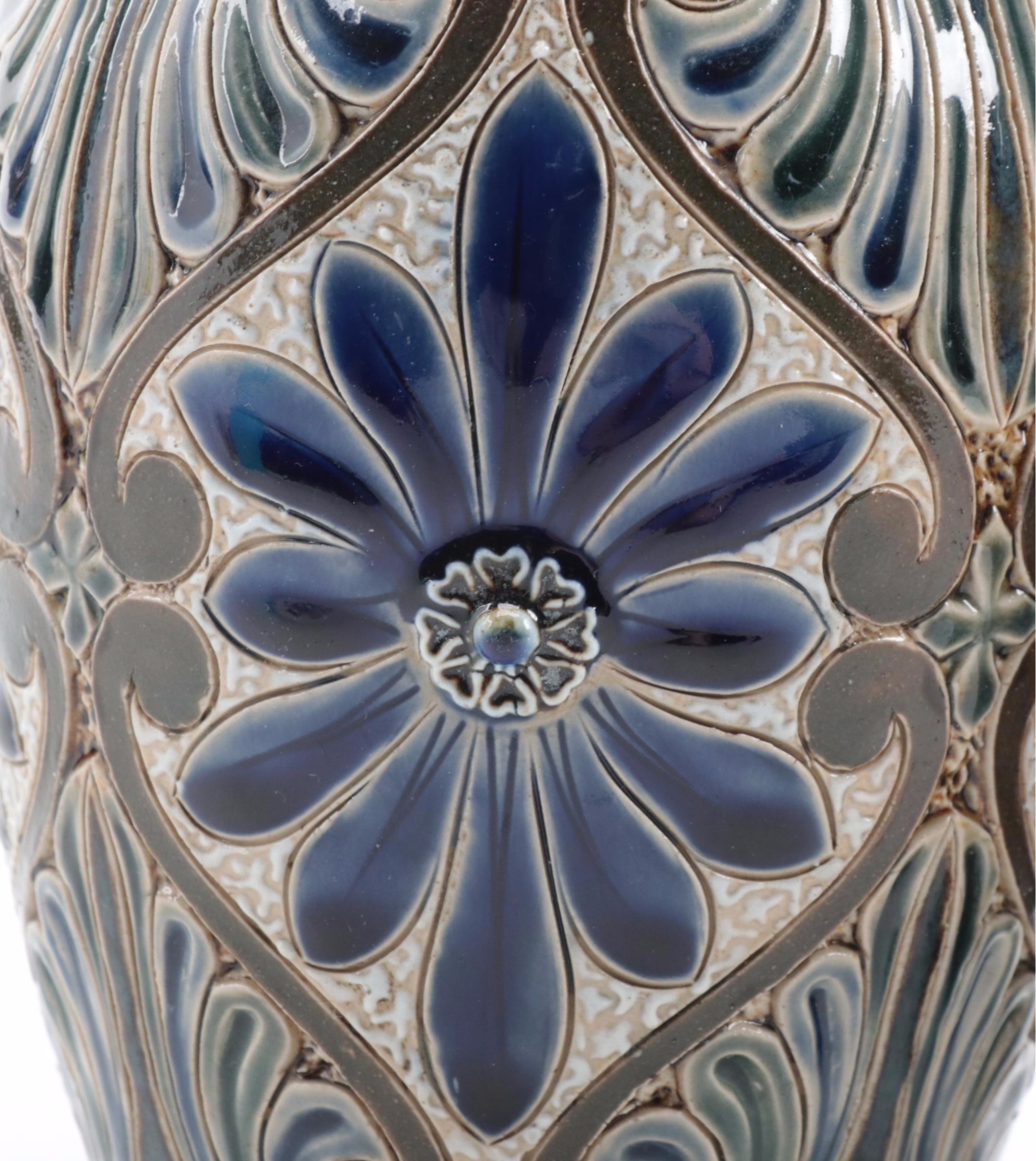 Pair of Doulton Lambeth Art Pottery Earthenware Vases, circa 1882