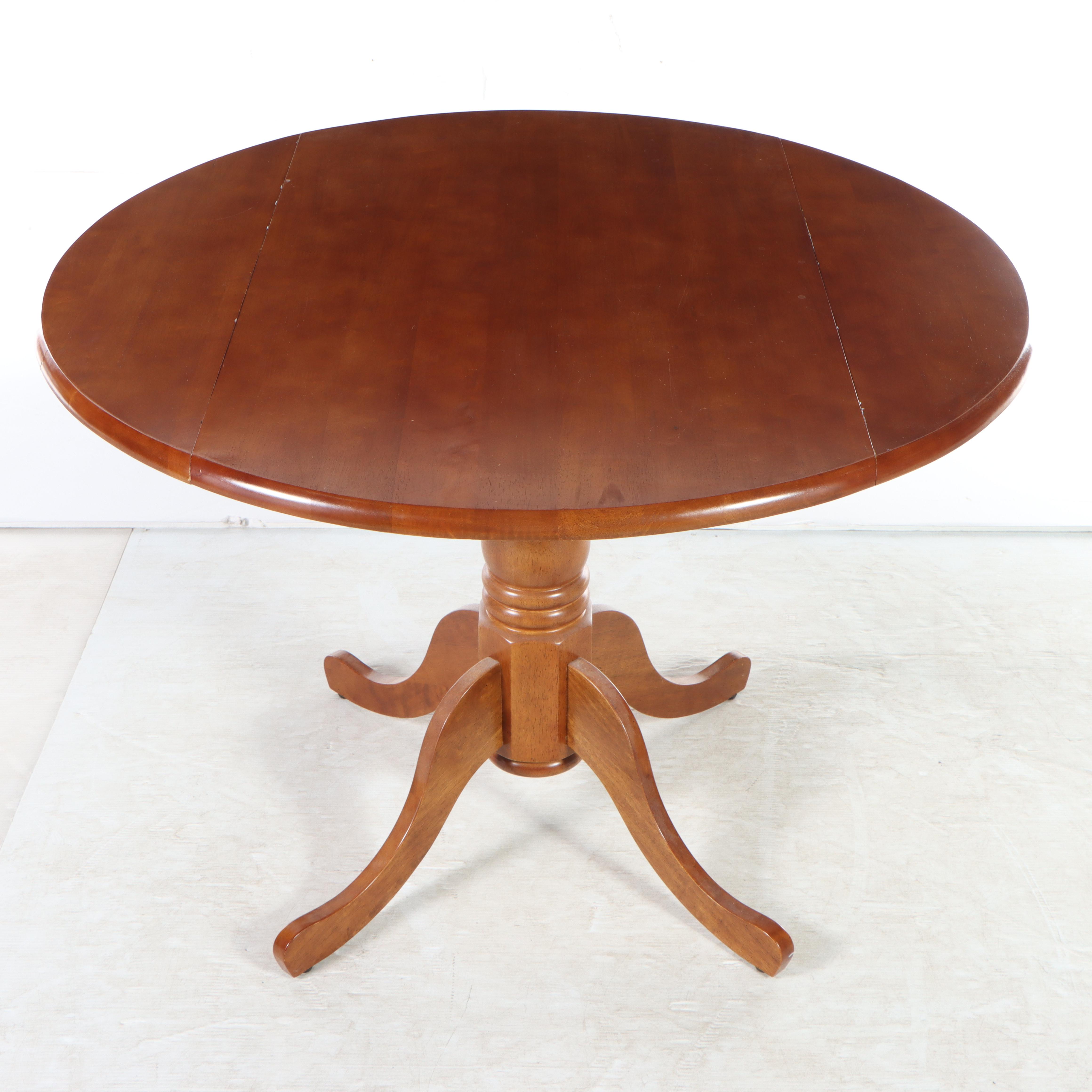 Early American Style Wooden Drop Leaf Table and Pair of Windsor Side Chairs