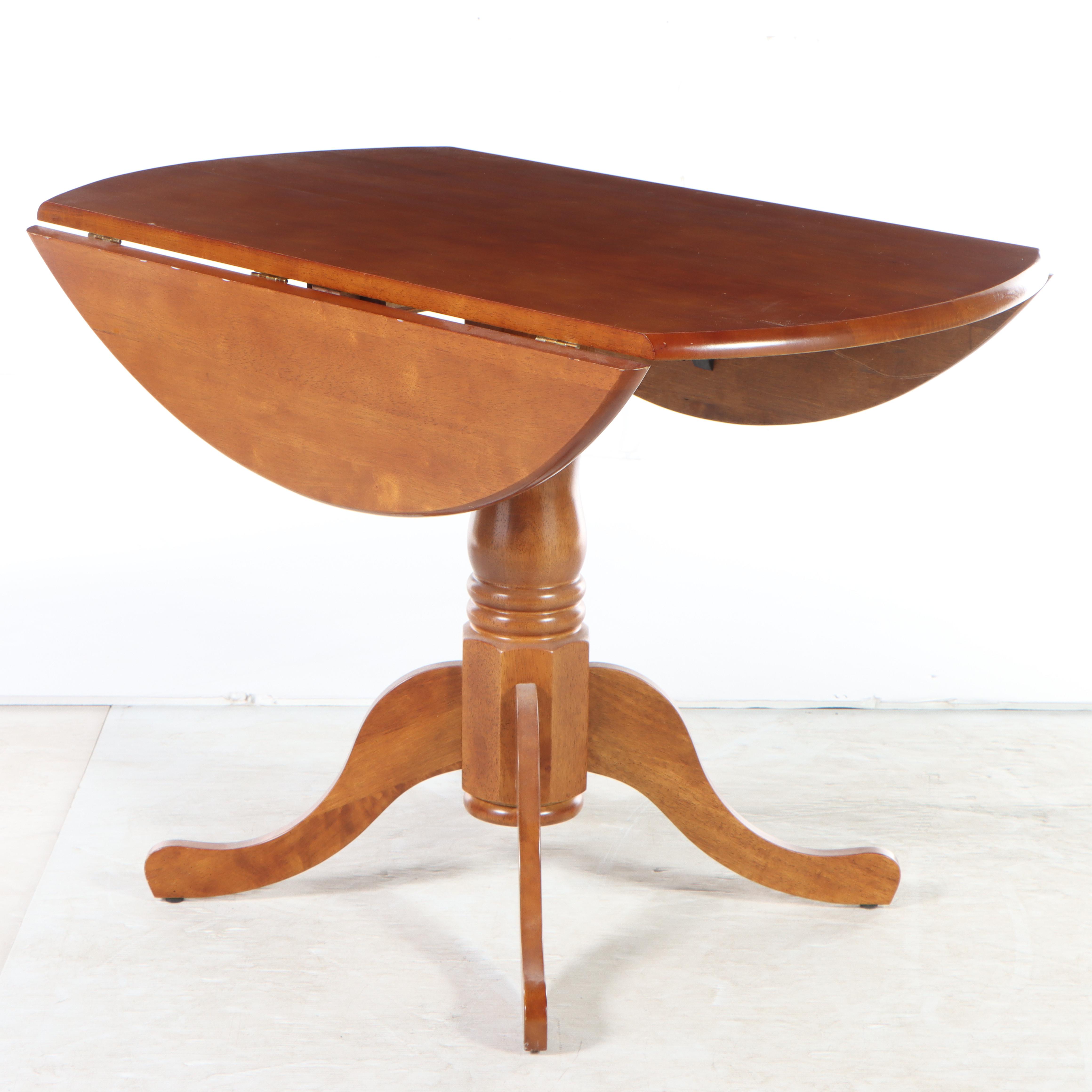 Early American Style Wooden Drop Leaf Table and Pair of Windsor Side Chairs