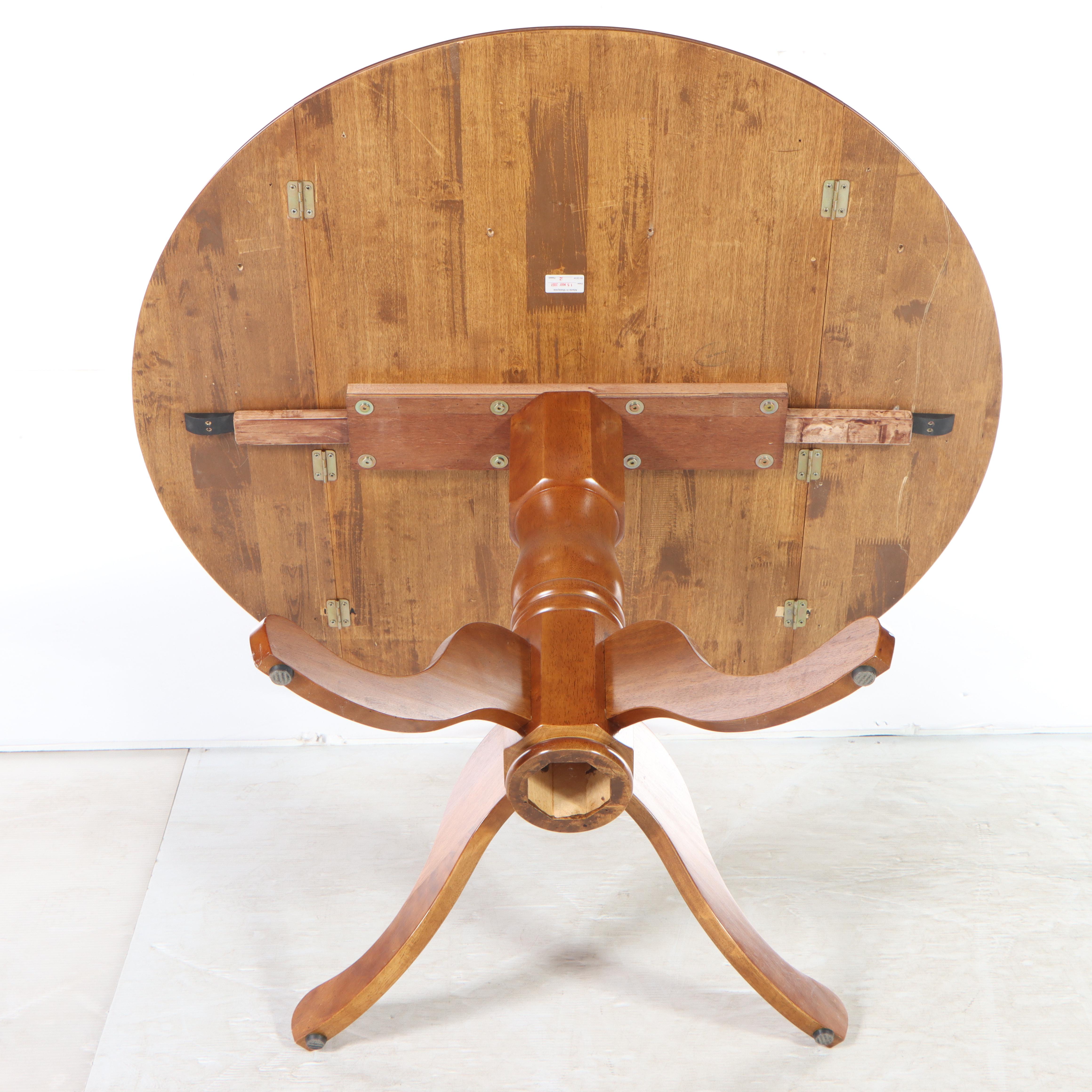 Early American Style Wooden Drop Leaf Table and Pair of Windsor Side Chairs