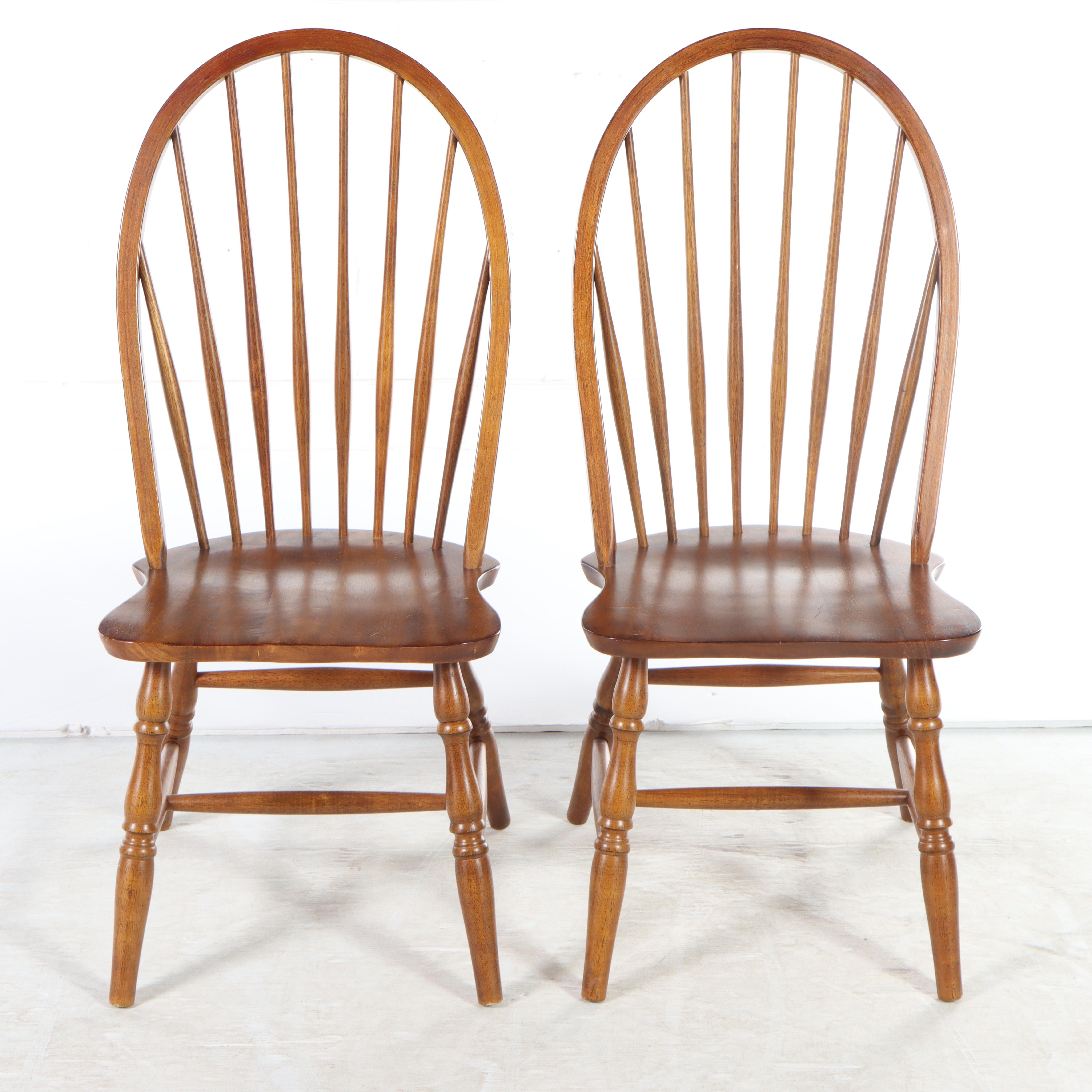 Early American Style Wooden Drop Leaf Table and Pair of Windsor Side Chairs