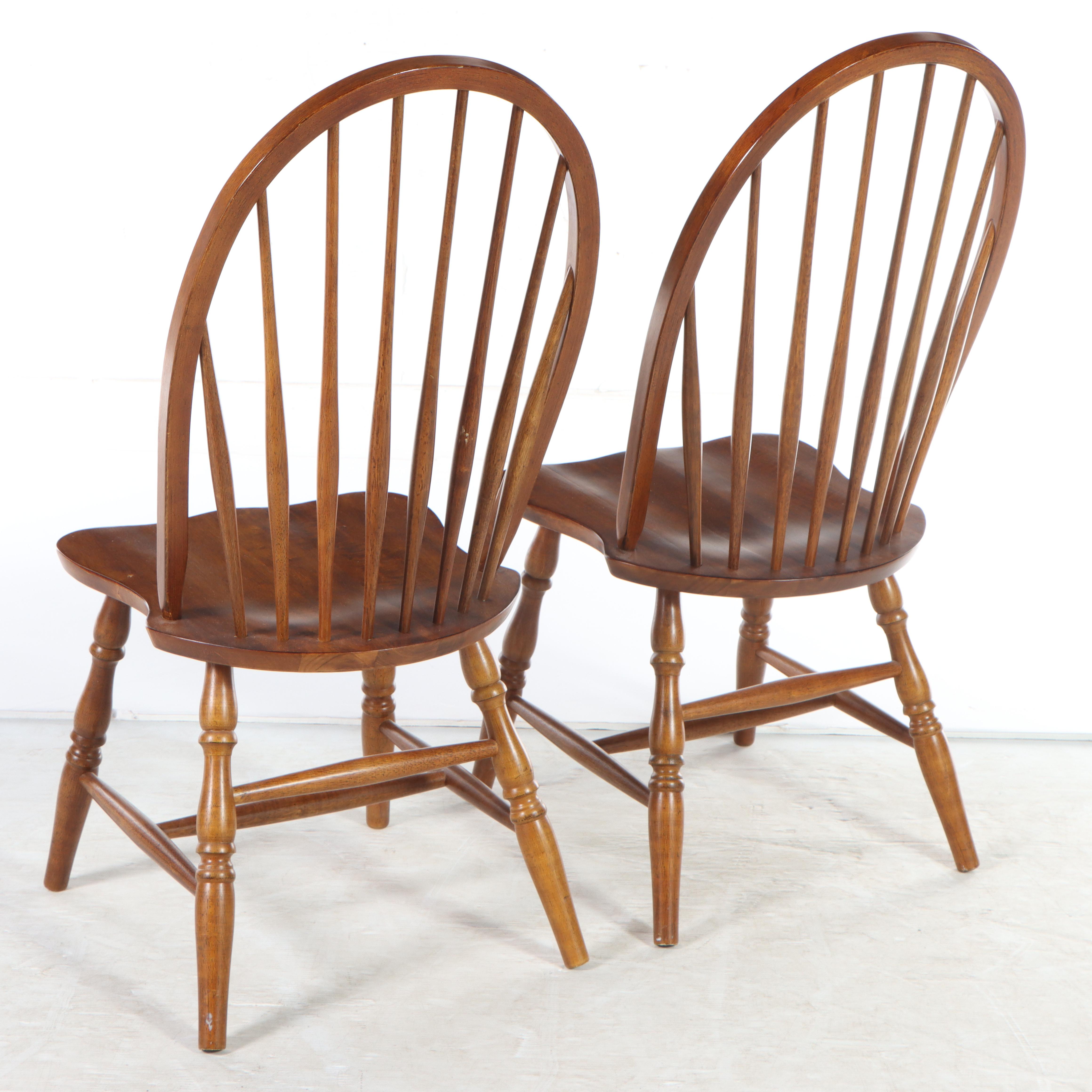 Early American Style Wooden Drop Leaf Table and Pair of Windsor Side Chairs