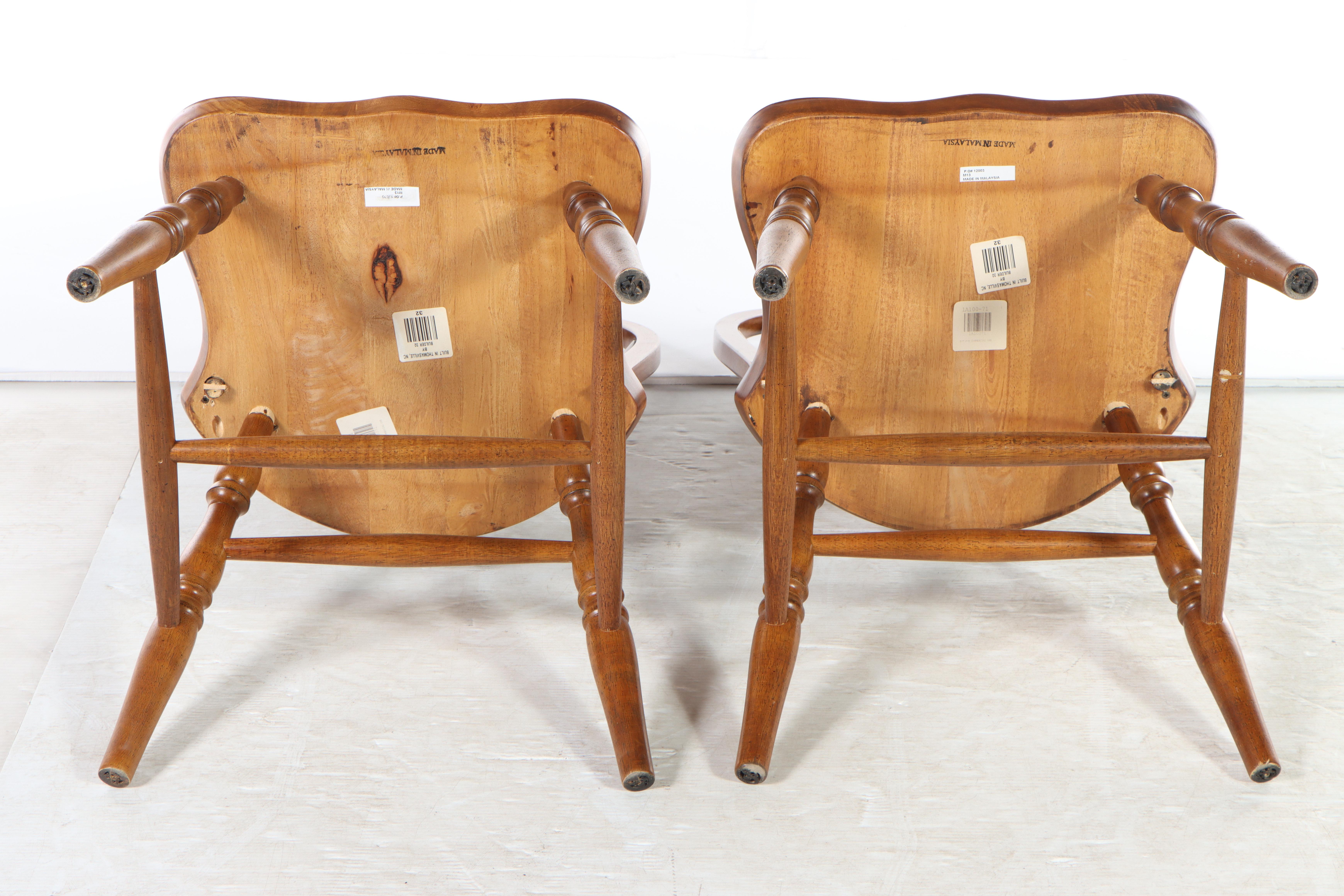 Early American Style Wooden Drop Leaf Table and Pair of Windsor Side Chairs
