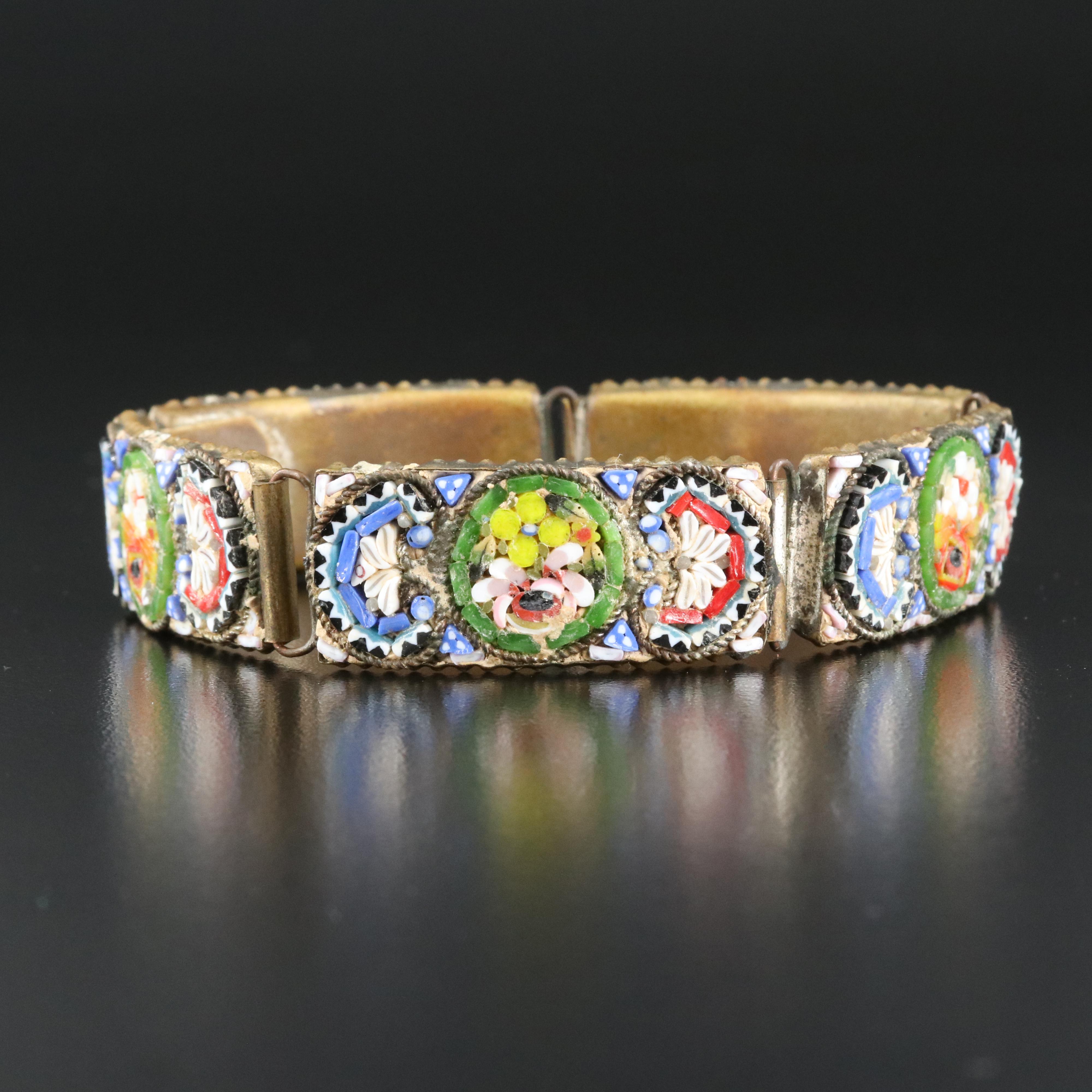 Vintage Italian Micromosaic Panel Bracelet