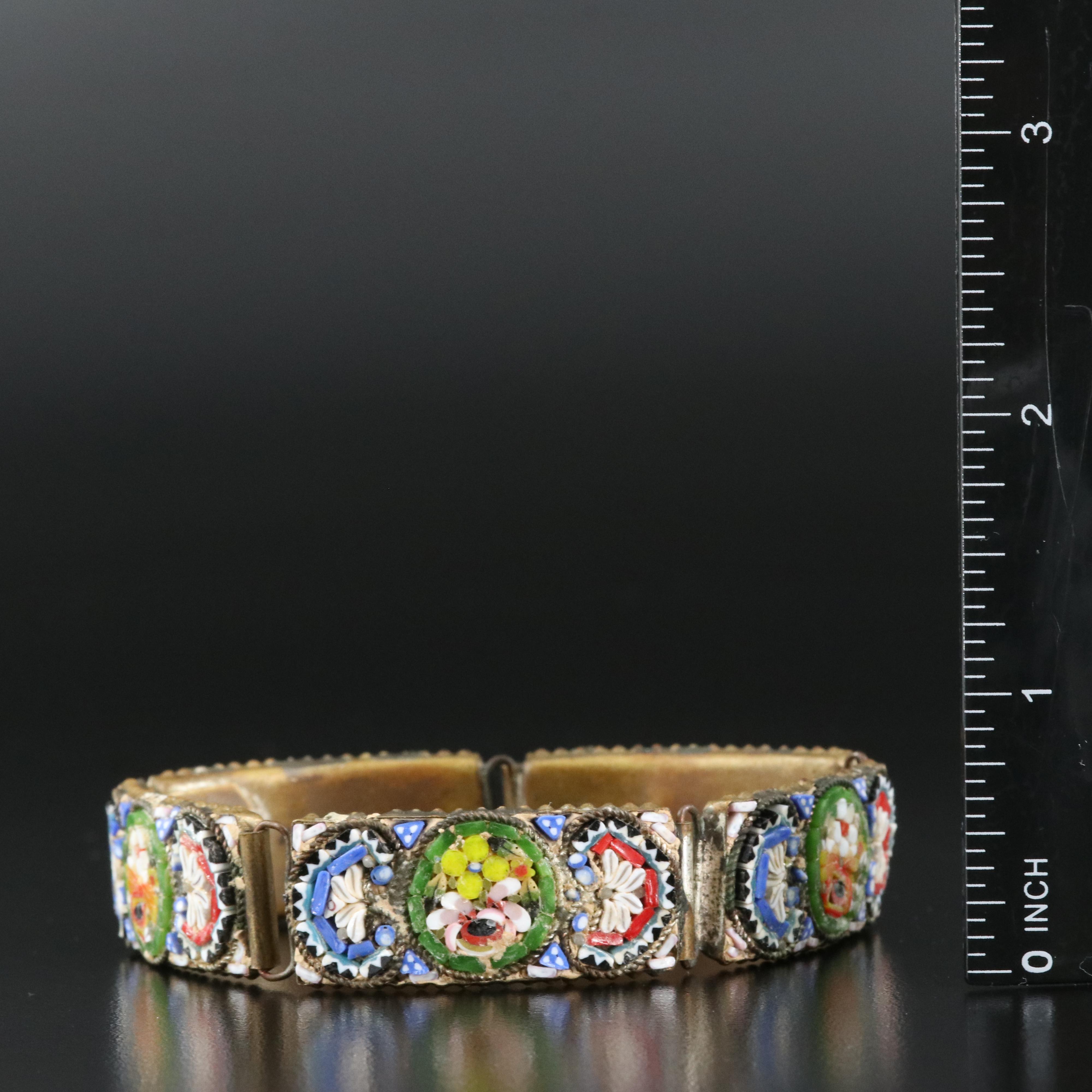 Vintage Italian Micromosaic Panel Bracelet