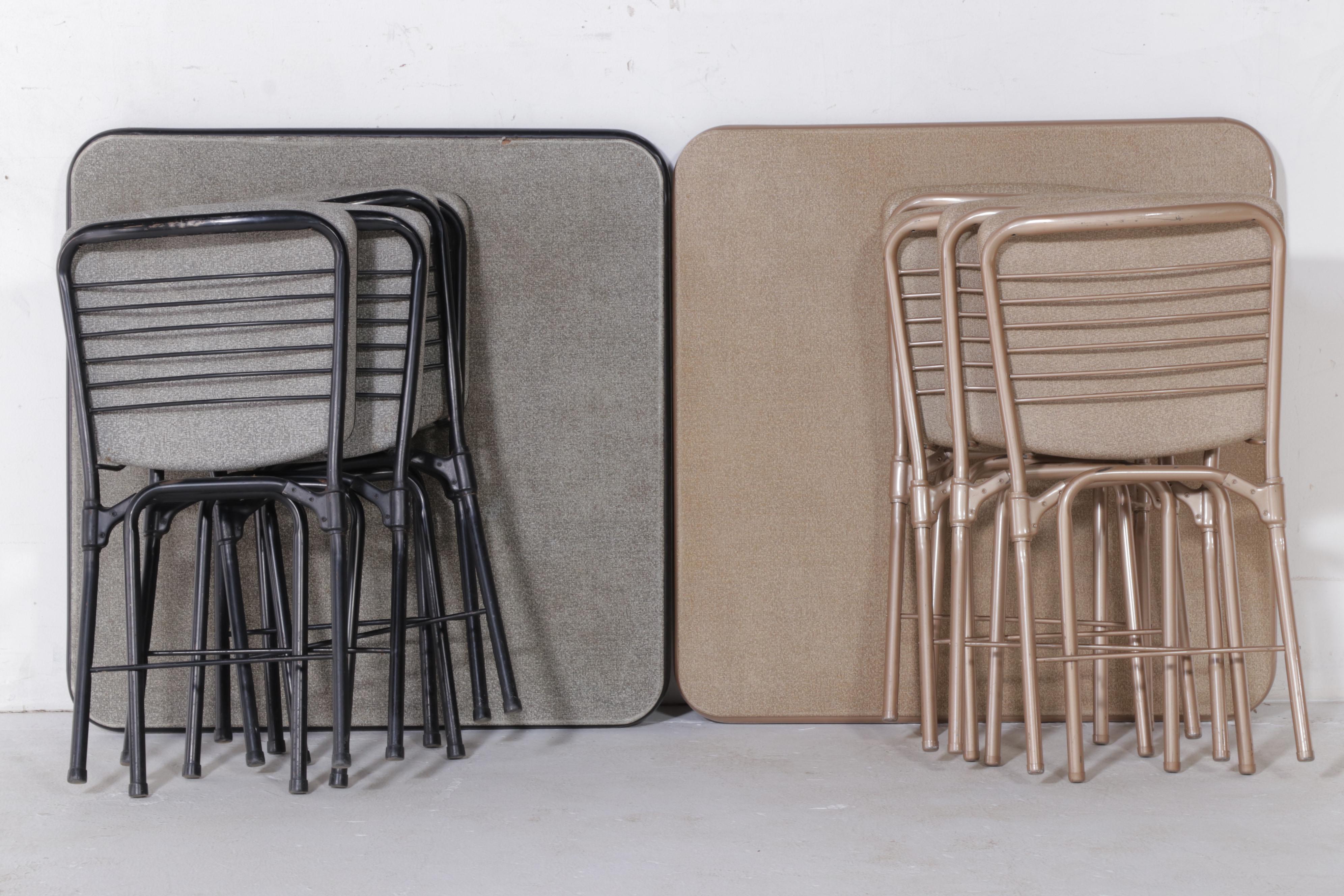 Two Sets of Cosco Fashionfold Folding Tables and Chairs, Mid to Late 20th C.