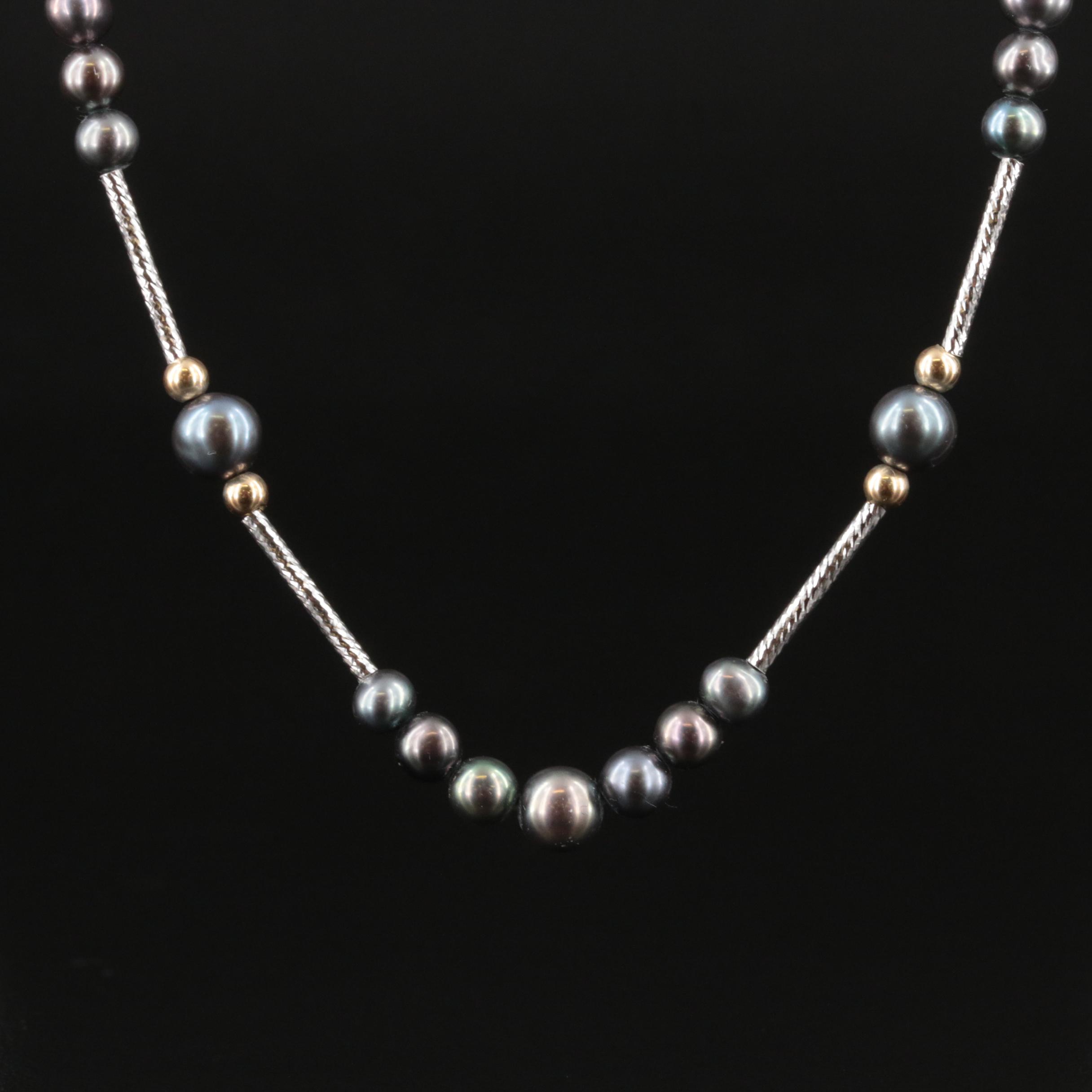 14K Pearl Station Necklace