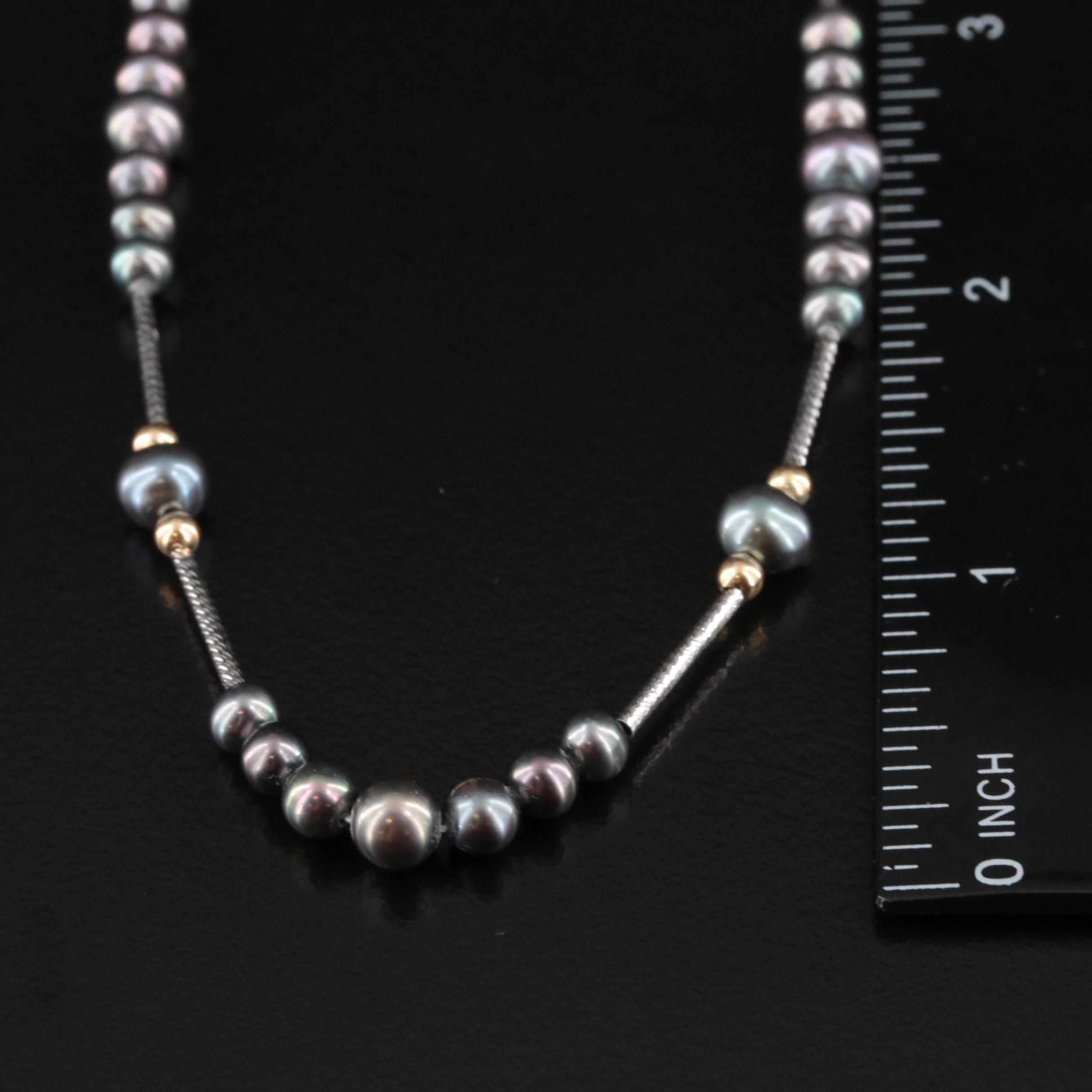 14K Pearl Station Necklace