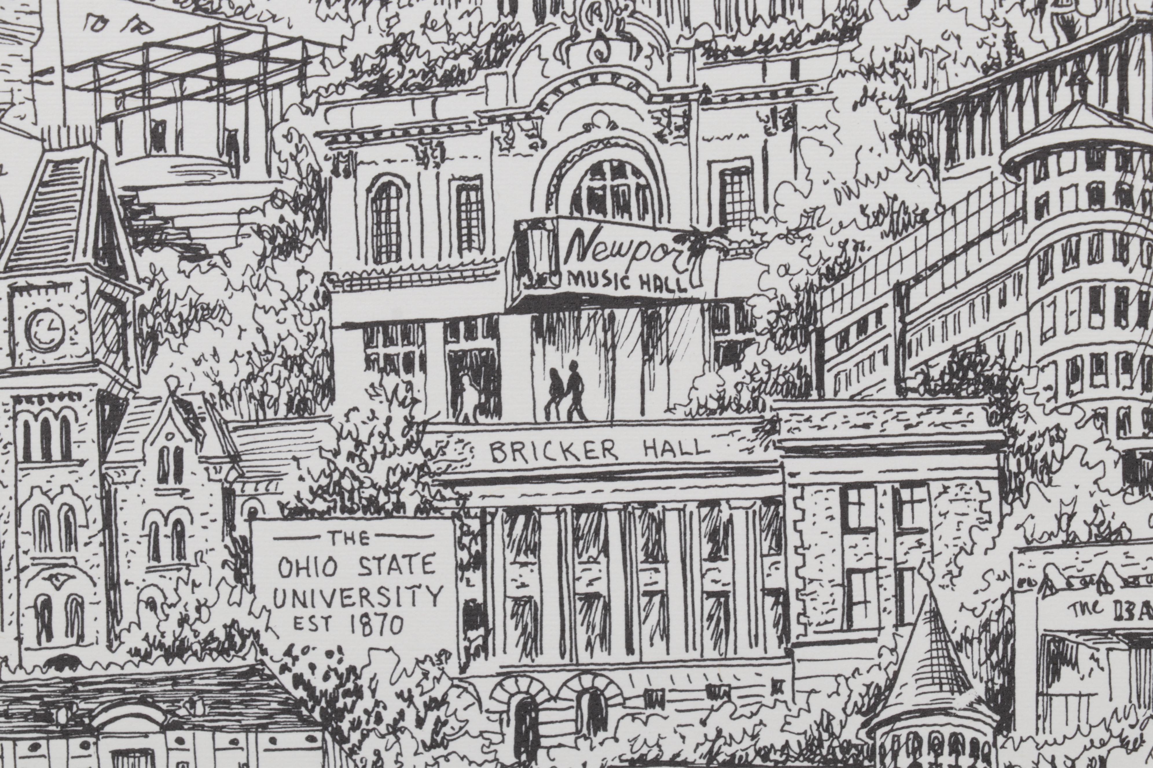 Lithograph After Bruce Loeschen "Columbus Ohio 1812 - 2012," Circa 2012