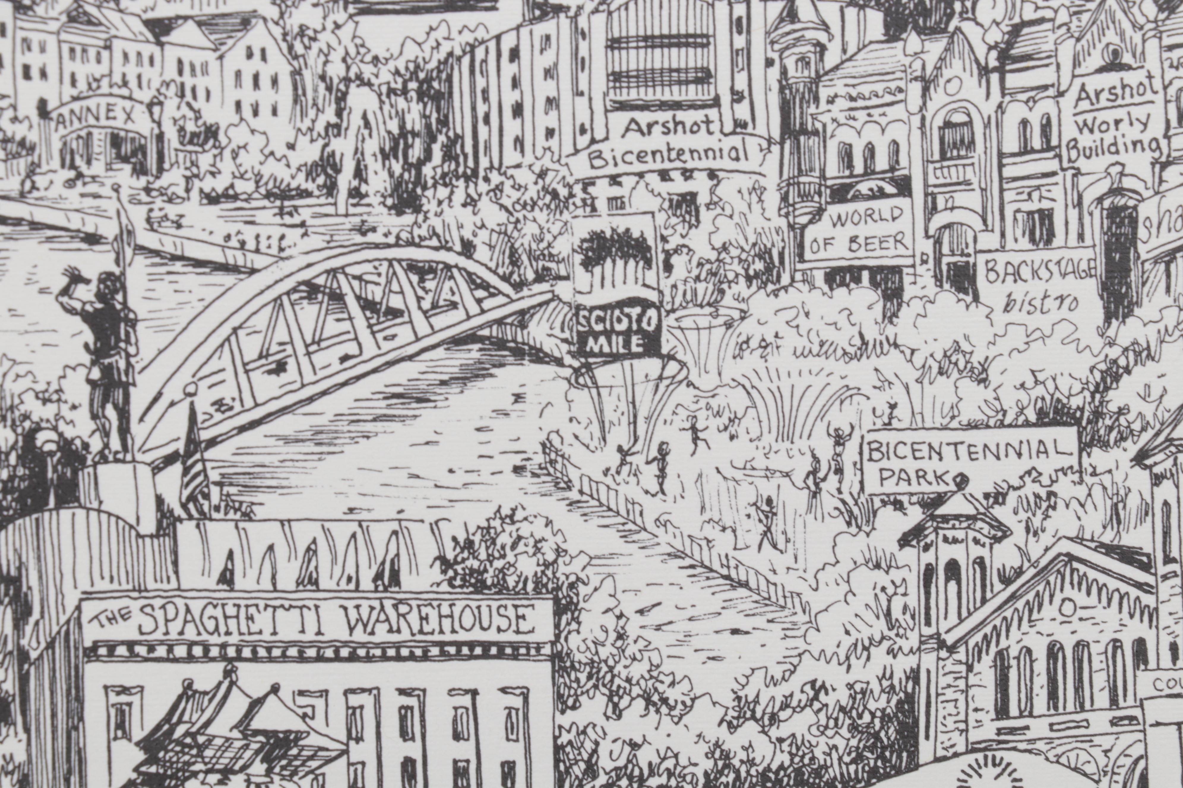Lithograph After Bruce Loeschen "Columbus Ohio 1812 - 2012," Circa 2012