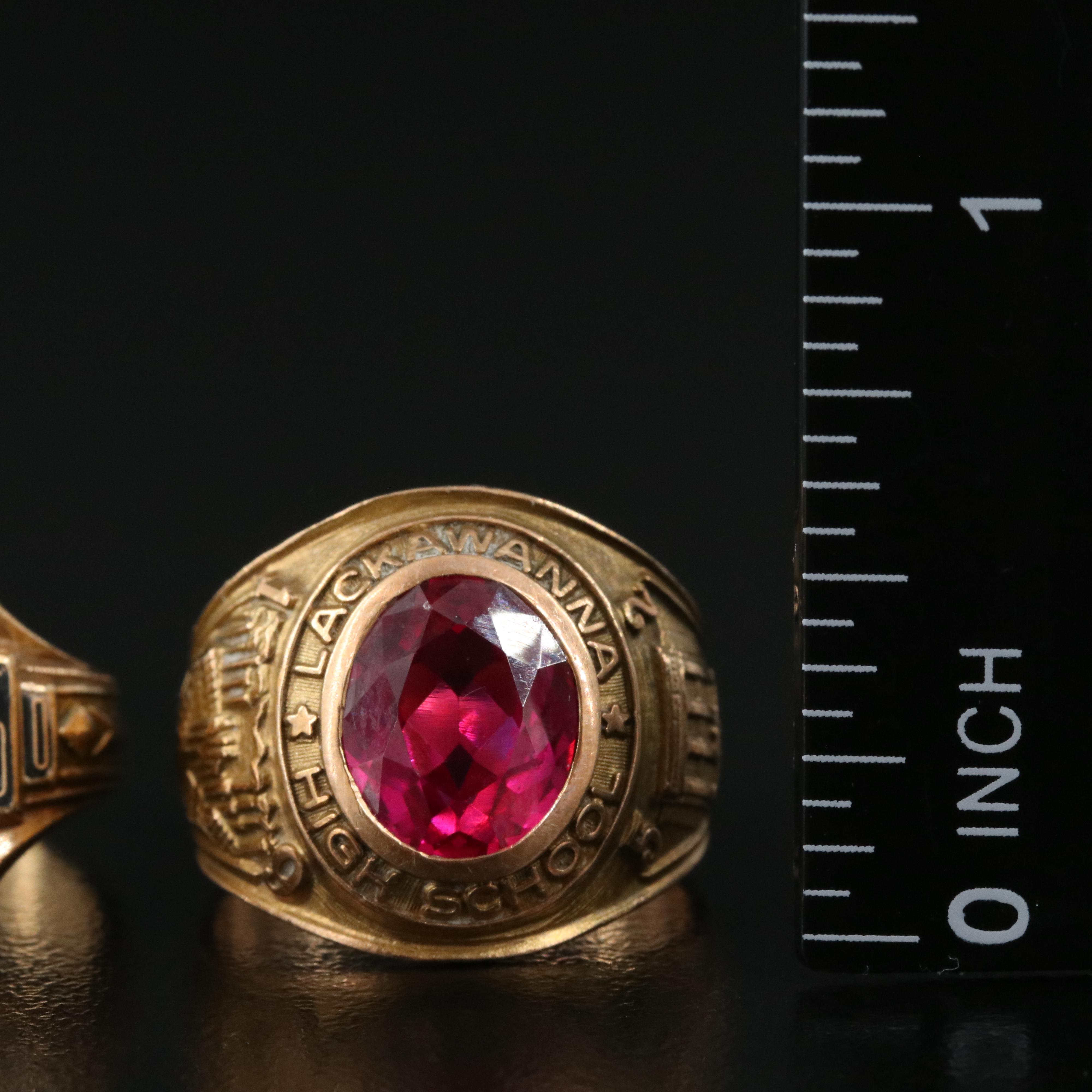 1950 and 1952 10K Ruby Class Rings
