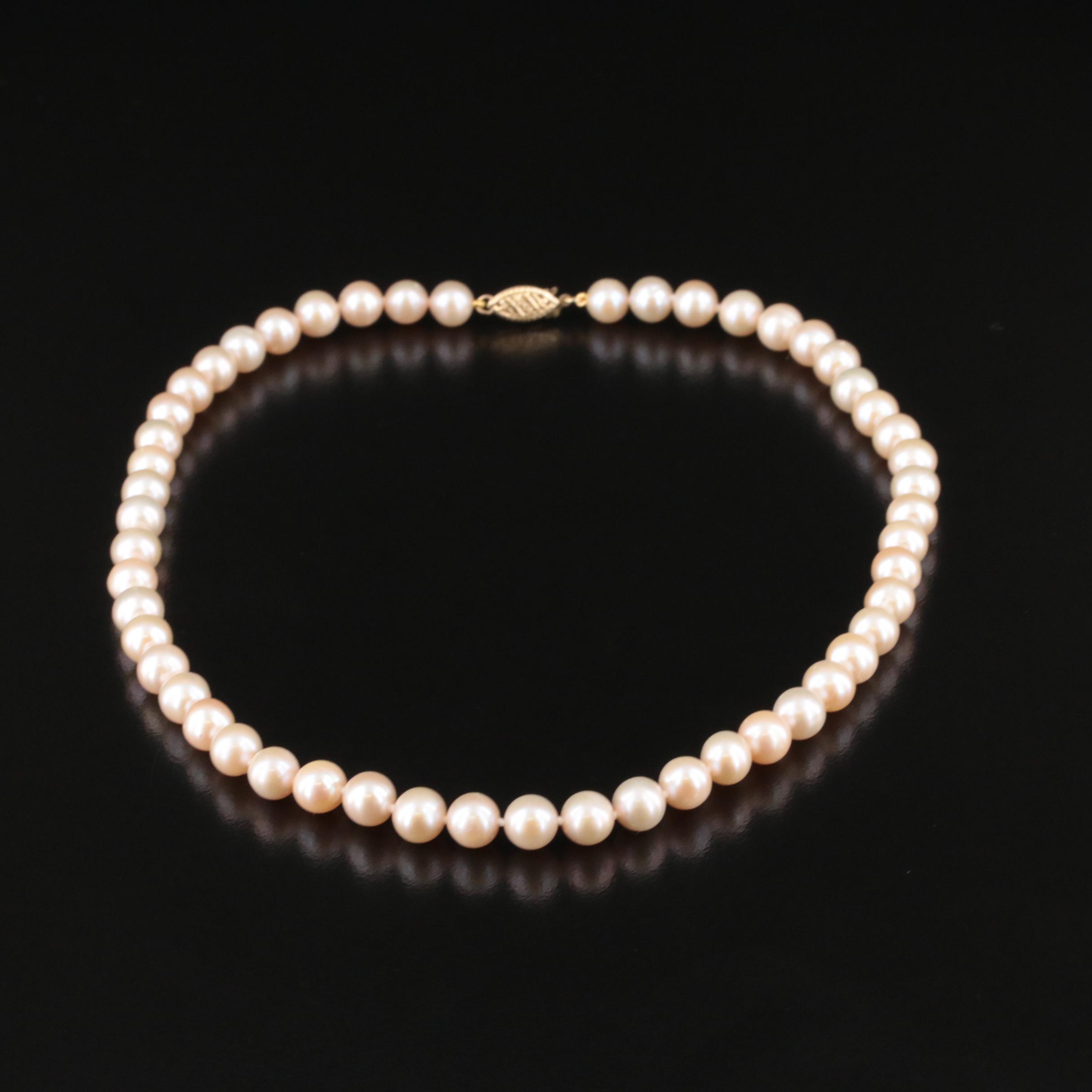 Pearl Necklace with 14K Clasp