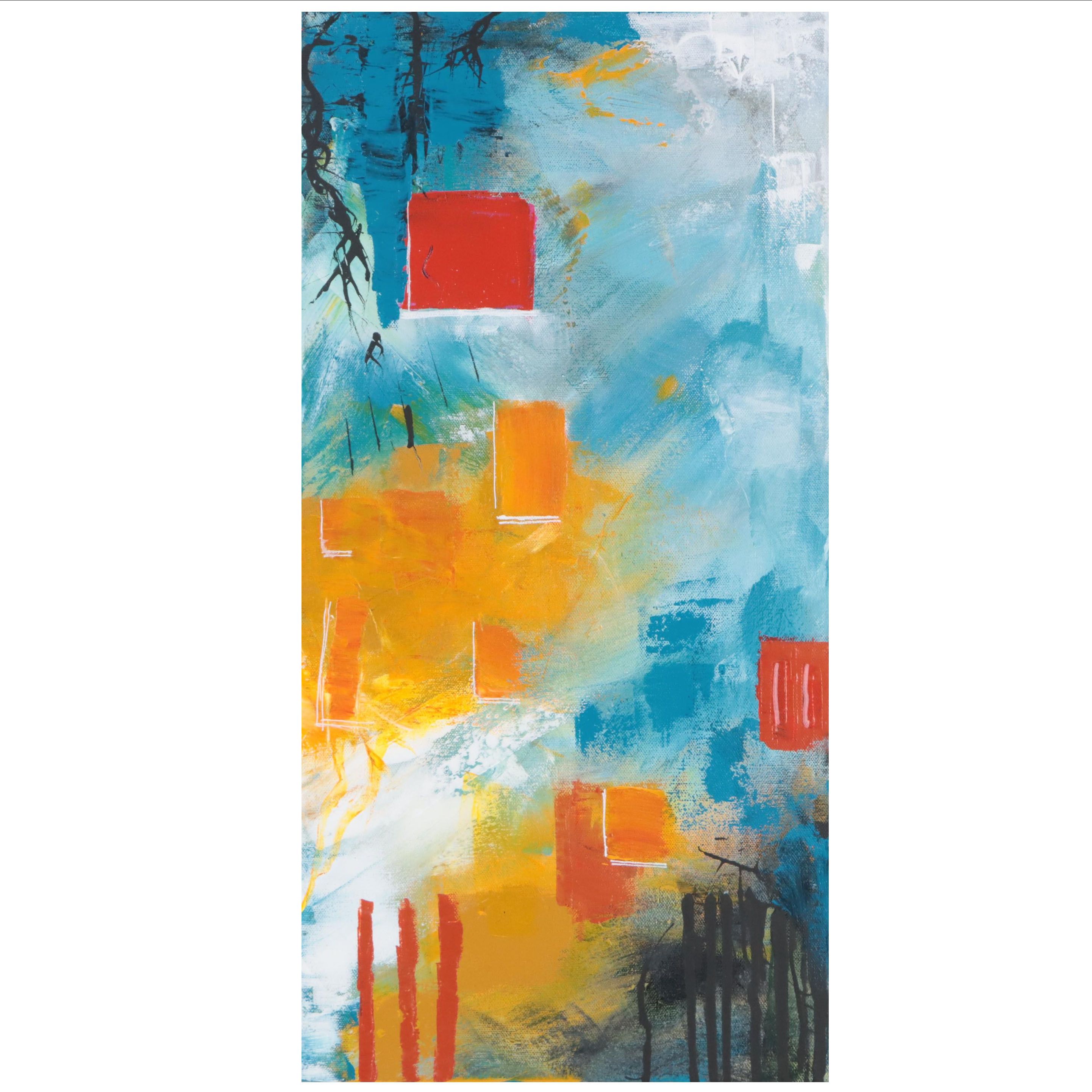 Sanna Acrylic Painting "Red Window," 2023