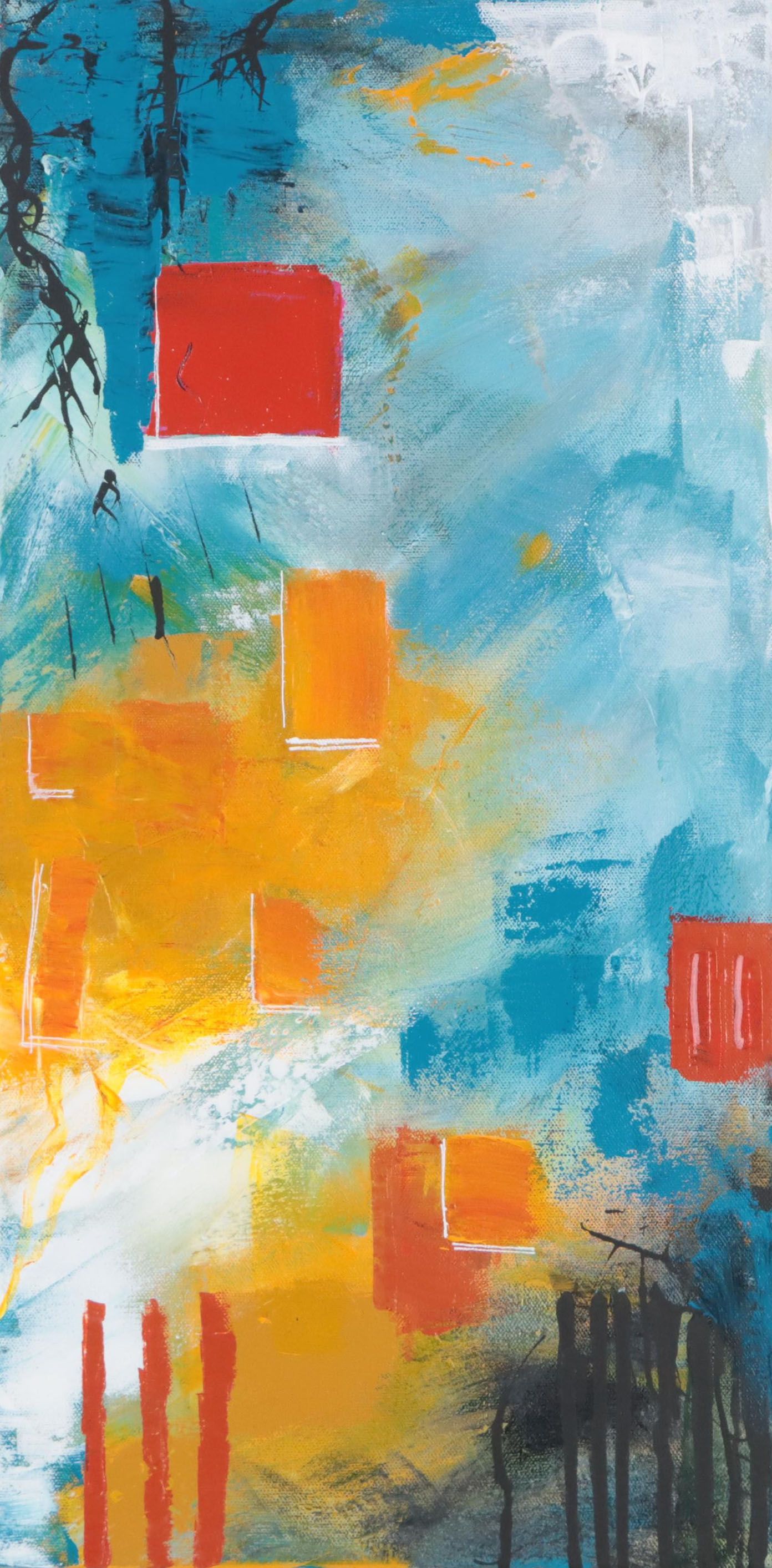 Sanna Acrylic Painting "Red Window," 2023