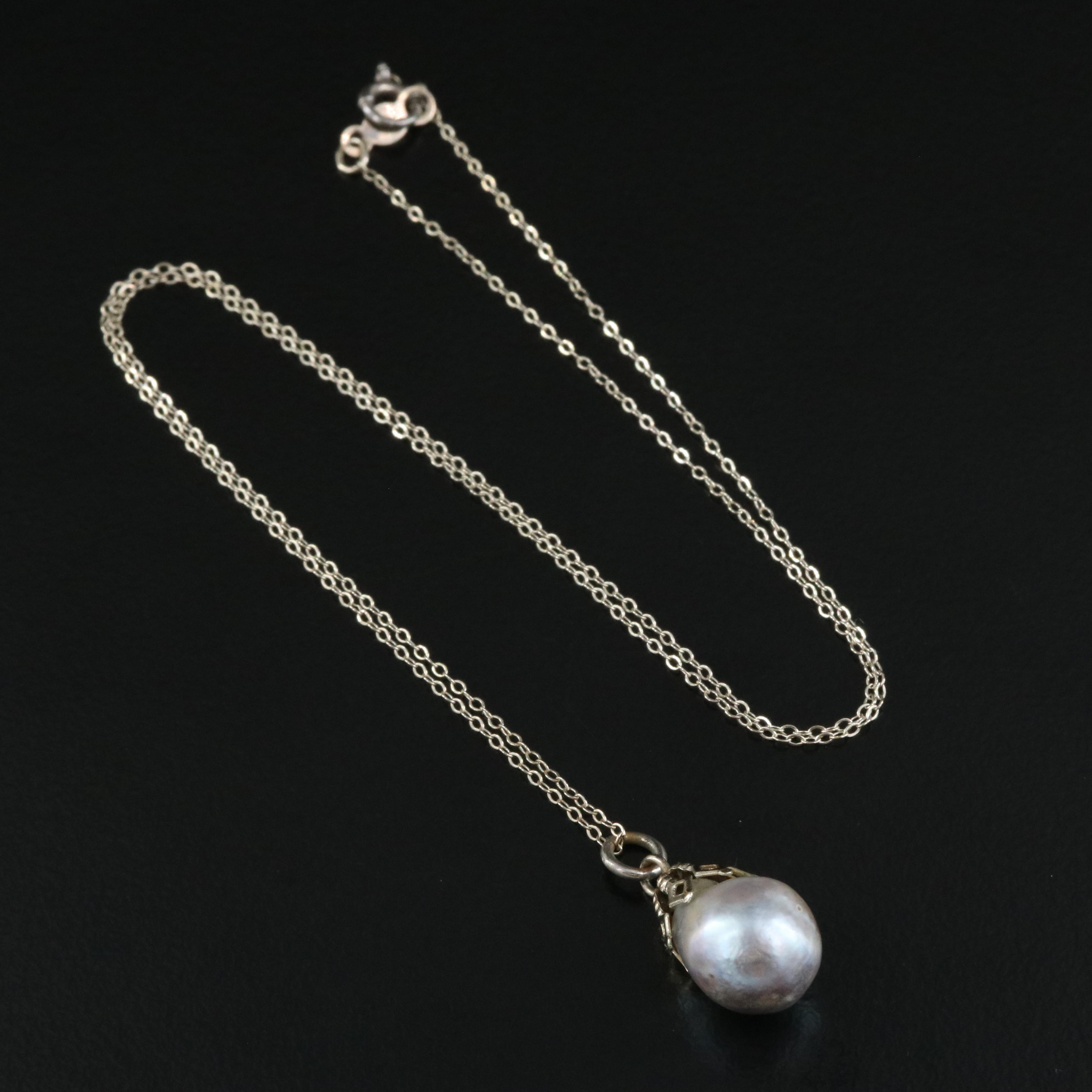 14K Pearl Pendant Necklace